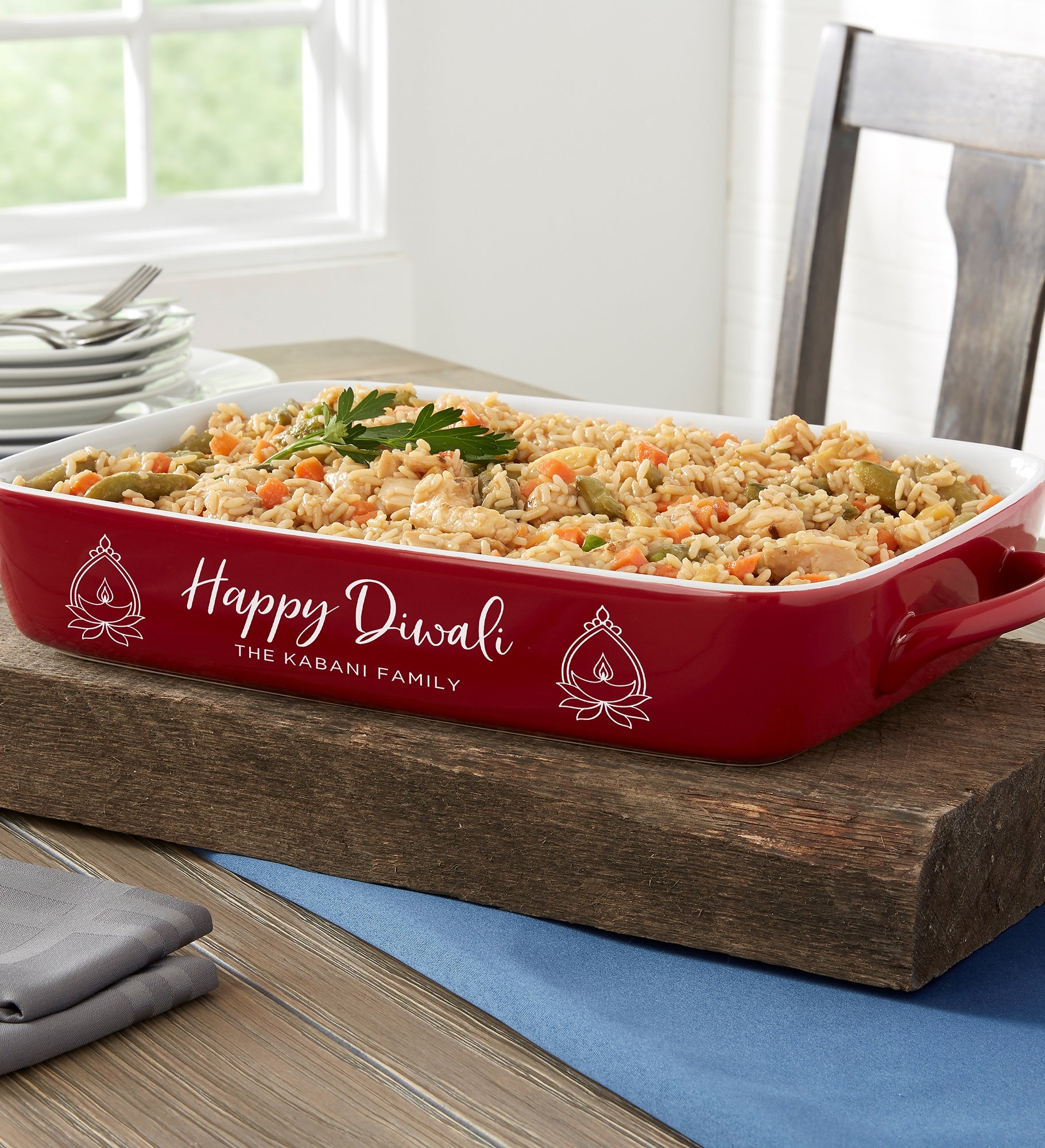 Diwali Personalized Ceramic Casserole Baking Dish