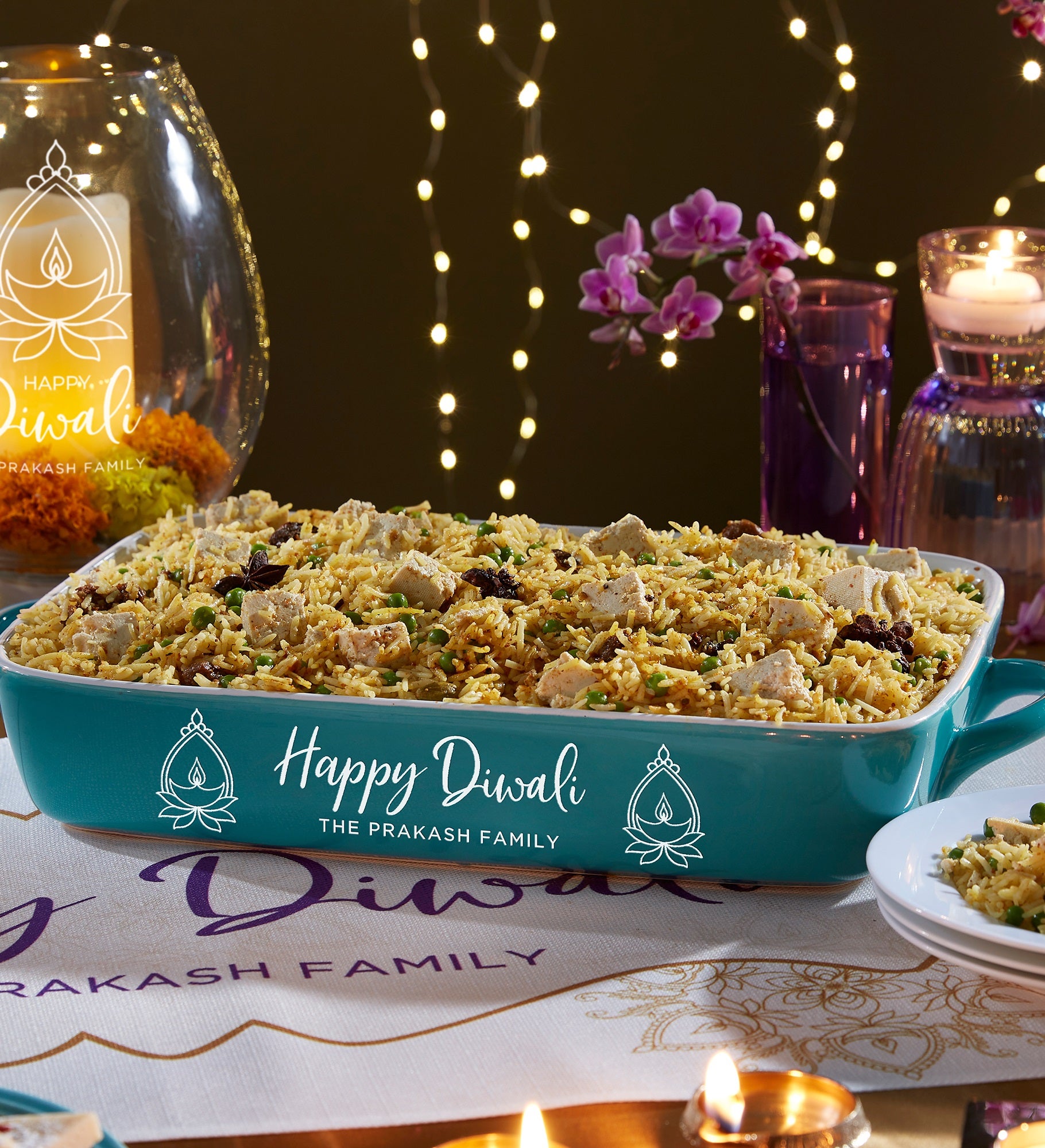 Diwali Personalized Ceramic Casserole Baking Dish