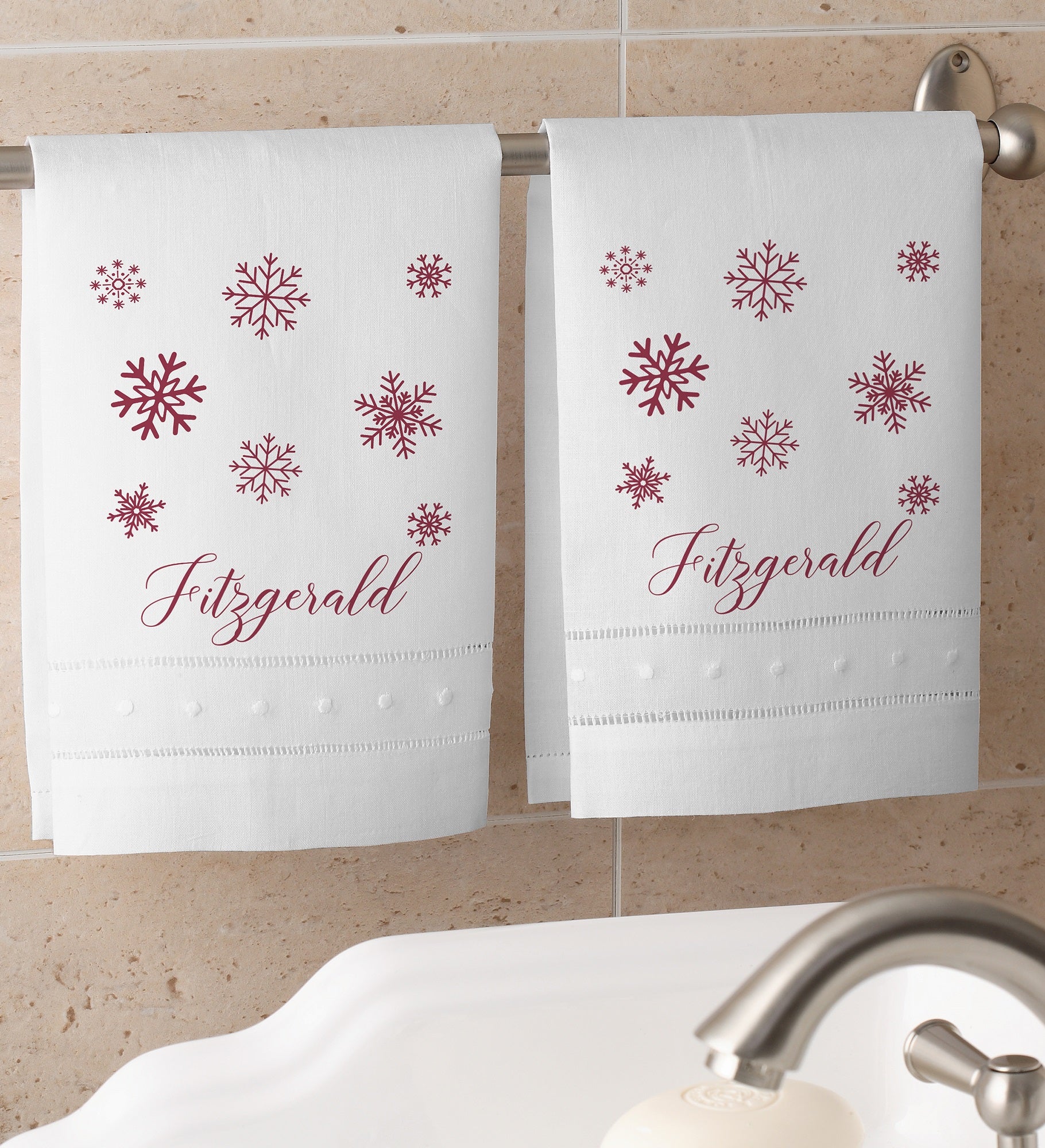 Winter Wonderland Personalized Linen Guest Towel Set