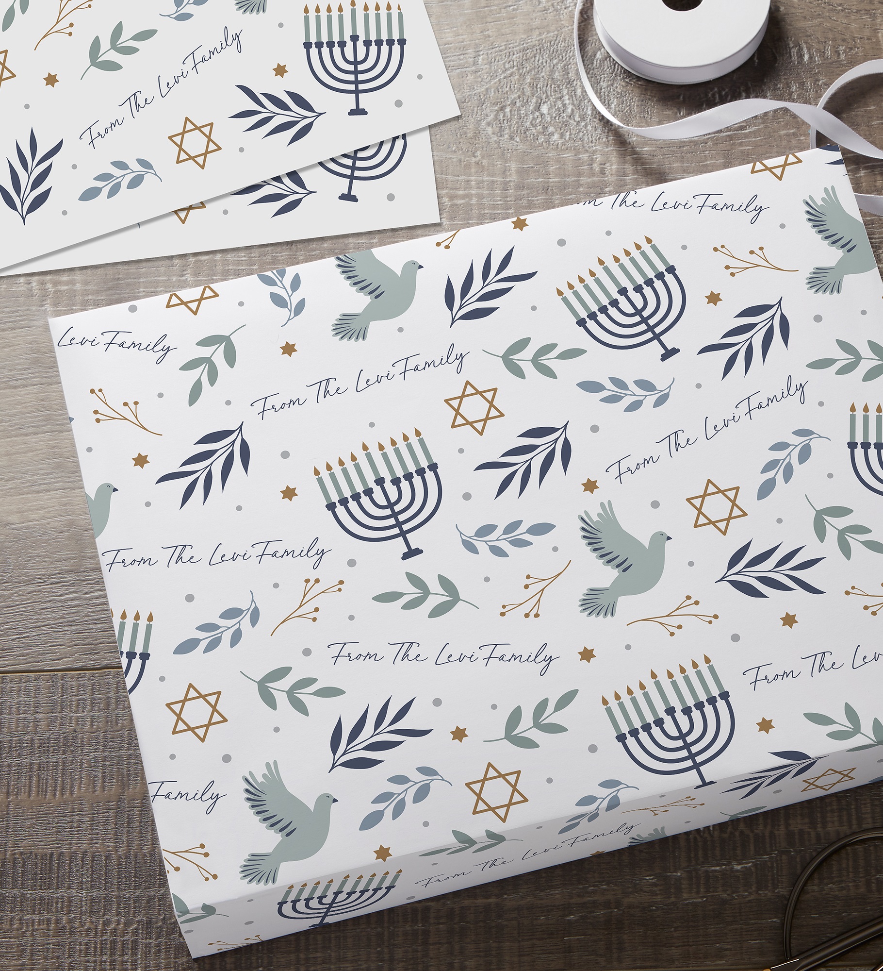 Spirit of Hanukkah Personalized Wrapping Paper