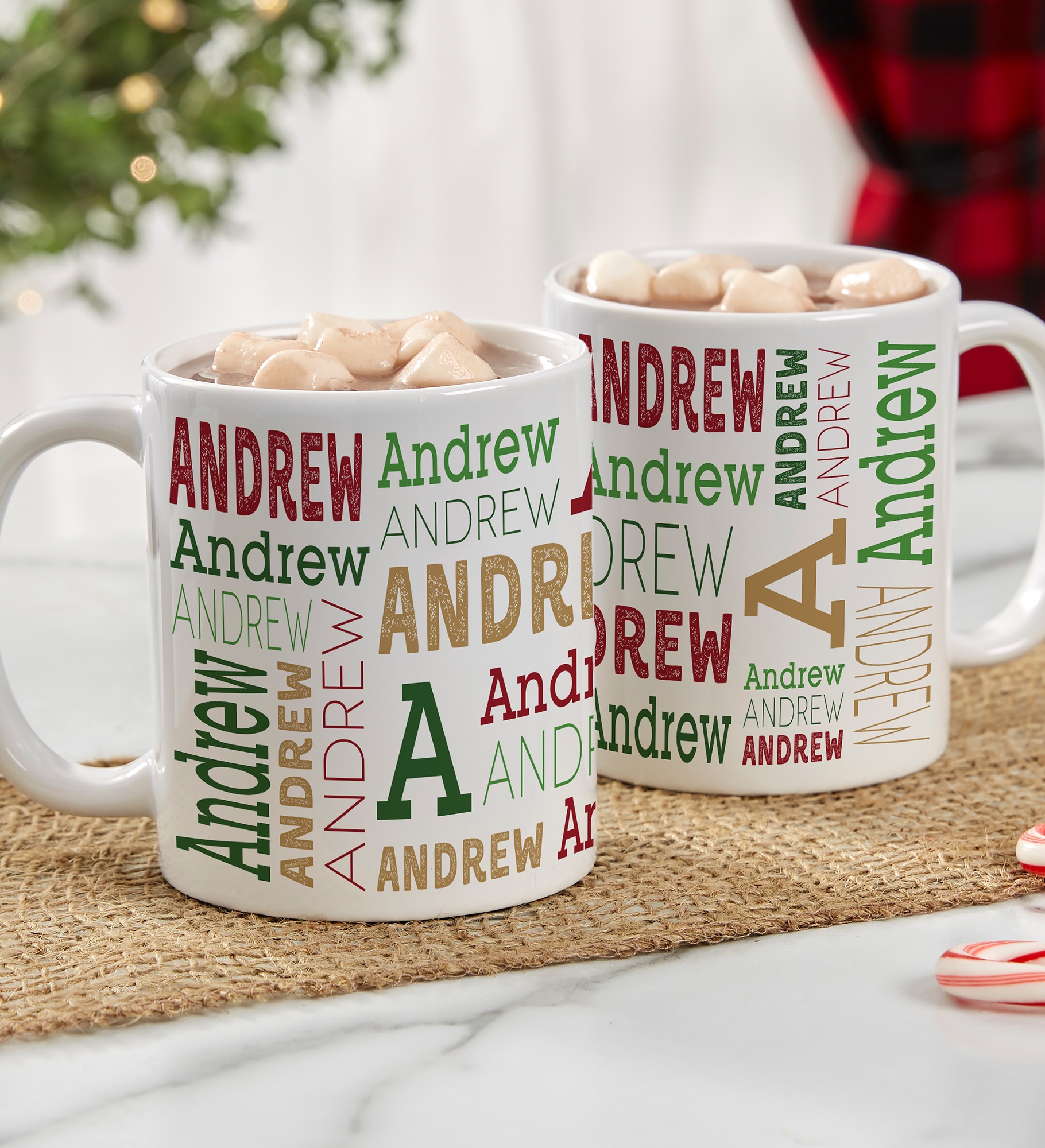 Christmas Repeating Name Personalized Coffee Mugs