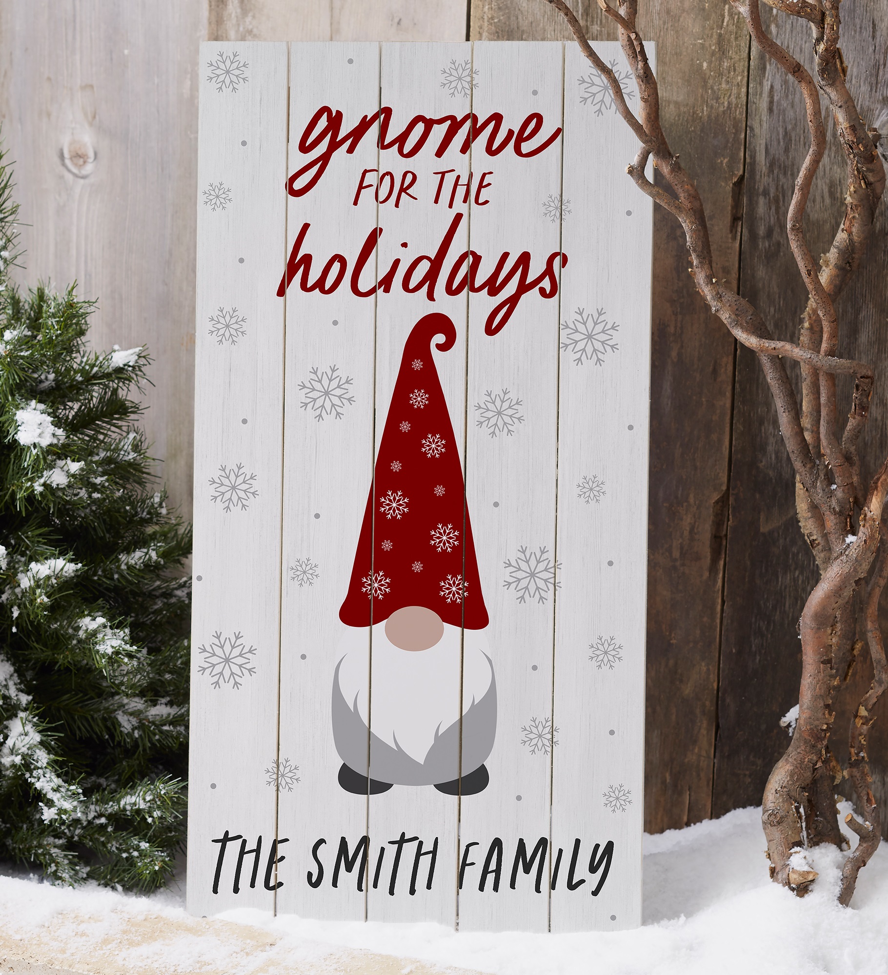 Christmas Gnome Personalized Standing Wood Sign
