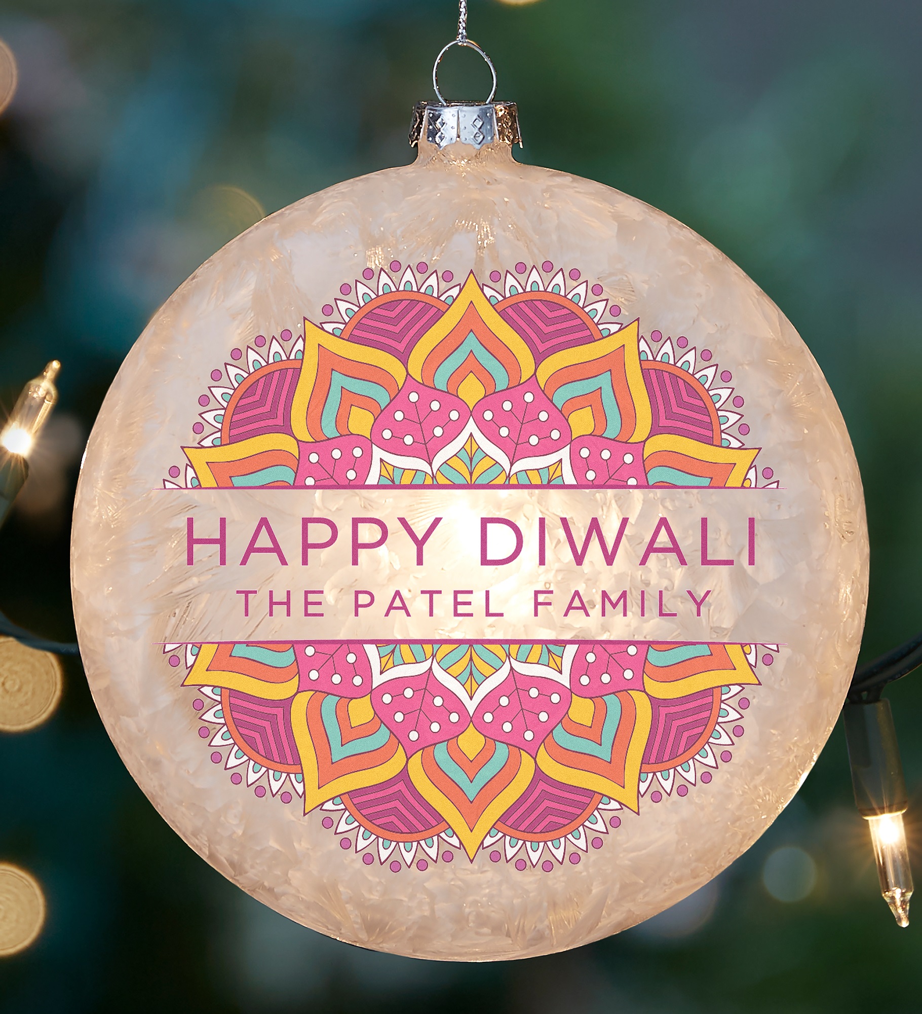 Diwali Personalized Lightable Frosted Glass Ornament