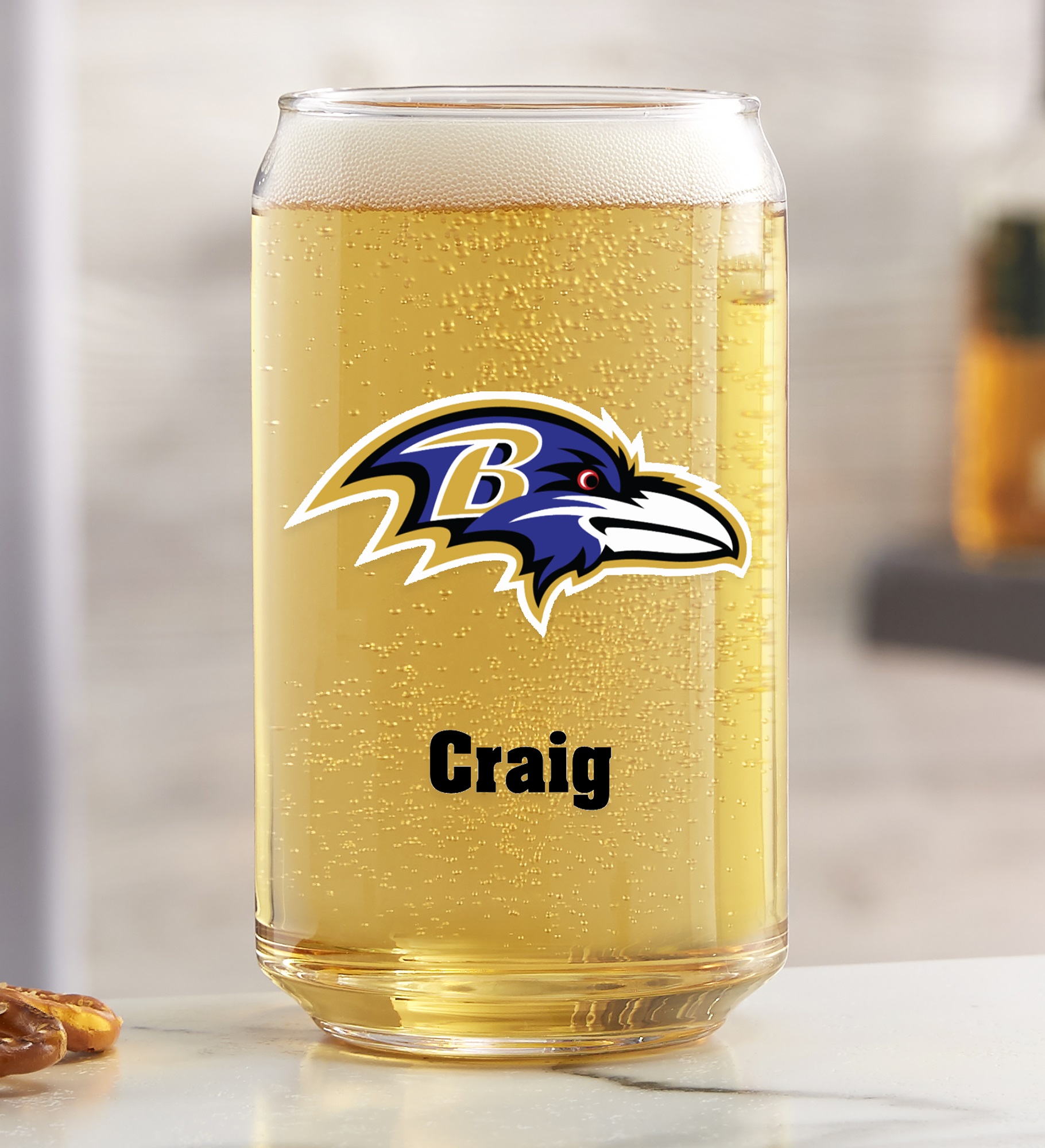NFL Baltimore Ravens Personalized Printed Beer Can Glass