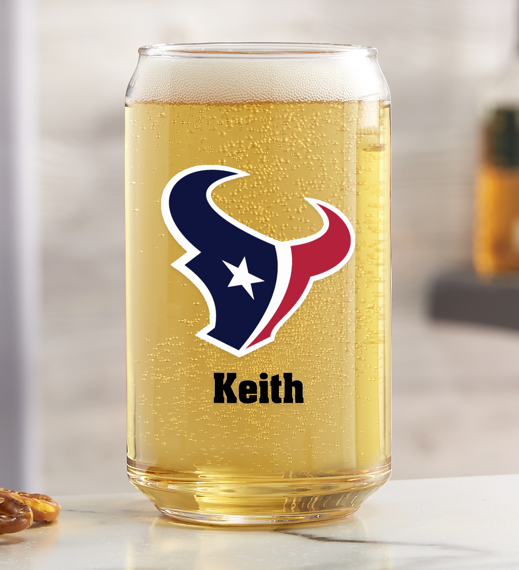 NFL Houston Texans Personalized Printed Beer Can Glass