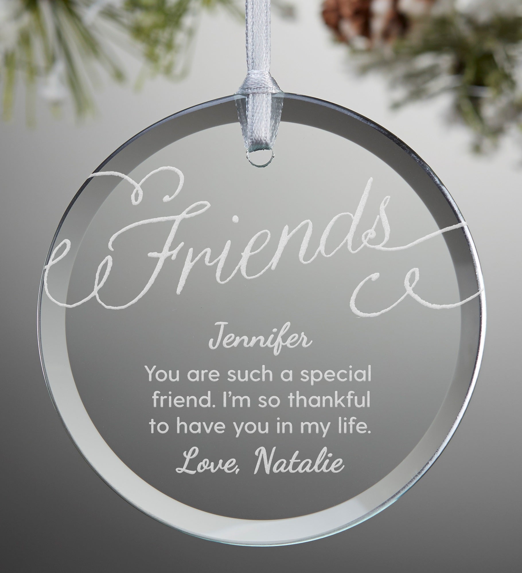 Friends Forever Personalized Glass Ornament