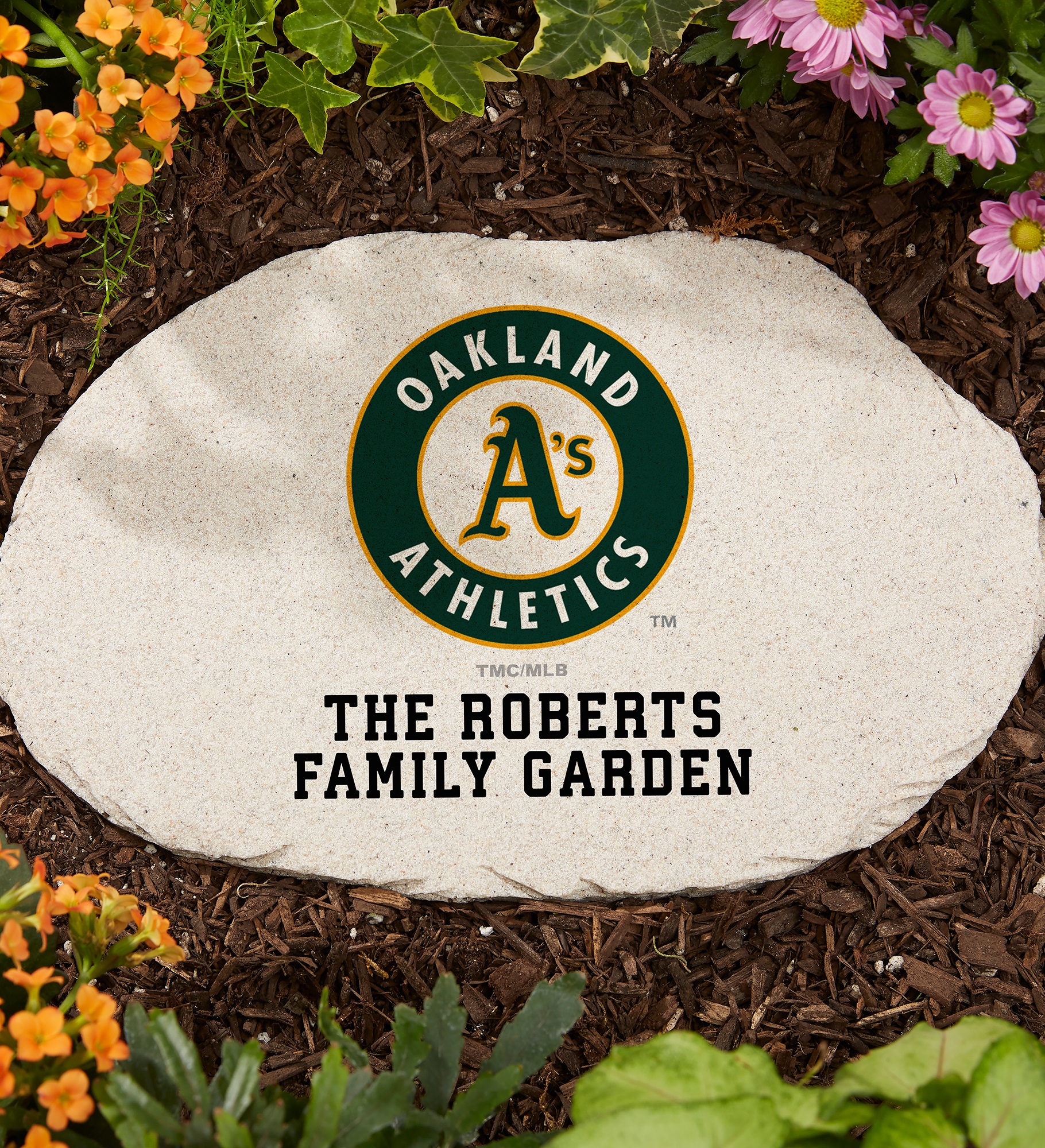 MLB Oakland Athletics Personalized Round Garden Stone