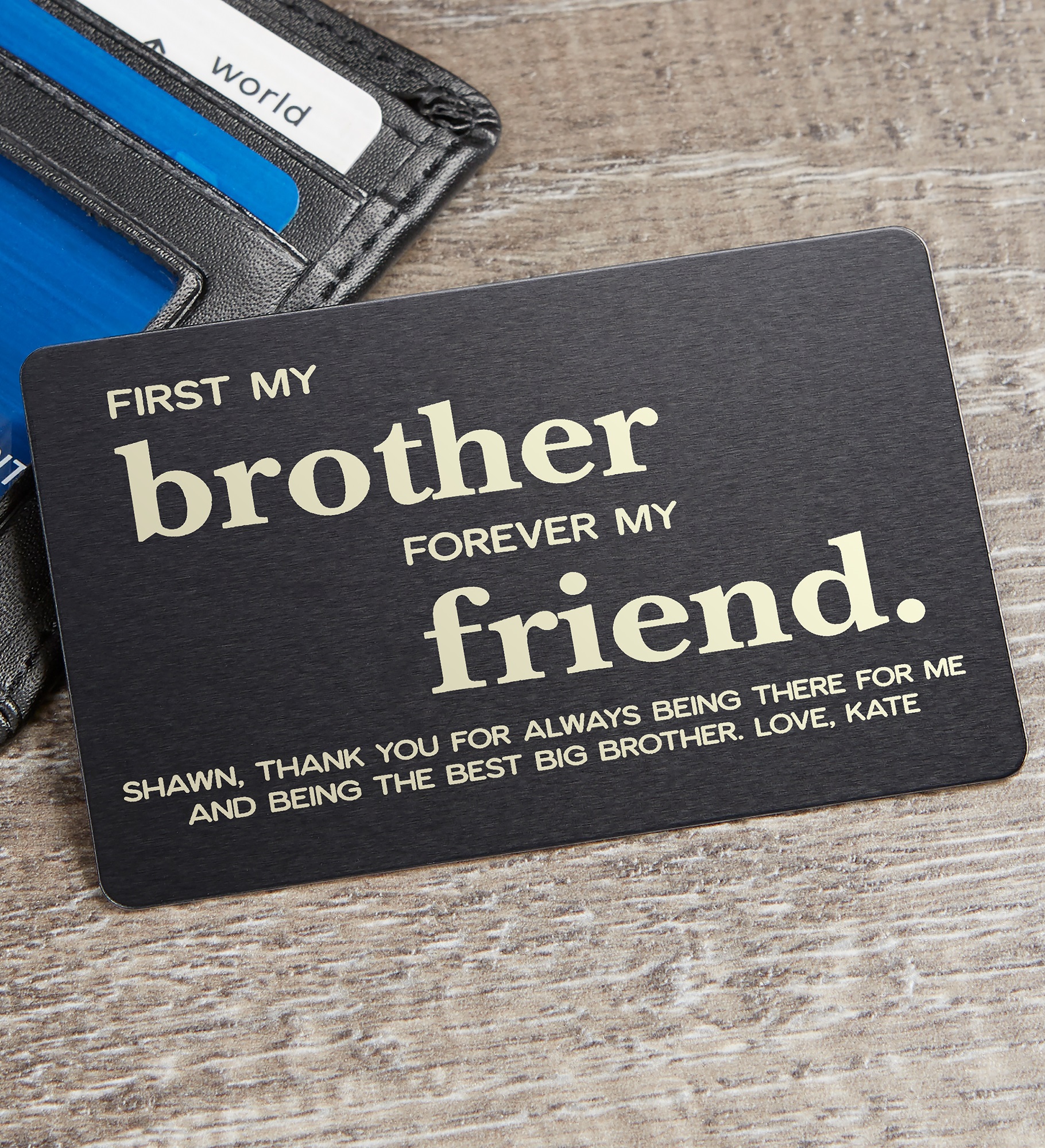 First My Brother Engraved Metal Wallet Card