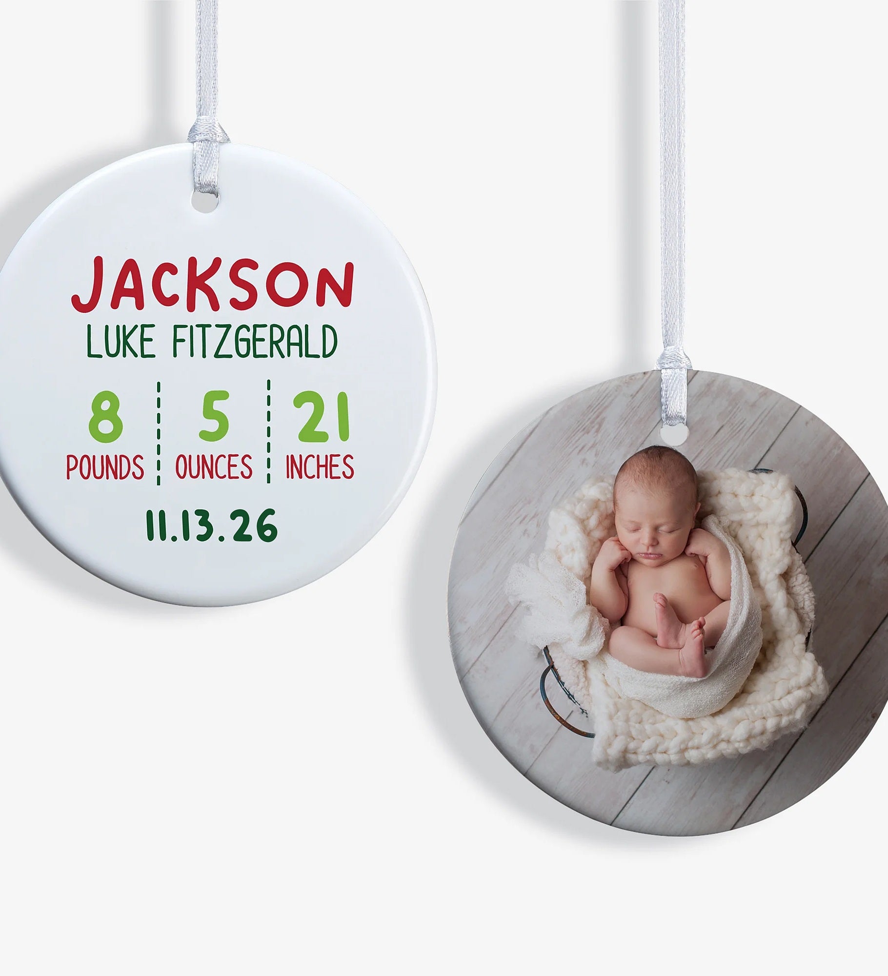 Newly Loved Baby Info Personalized Christmas Ornament