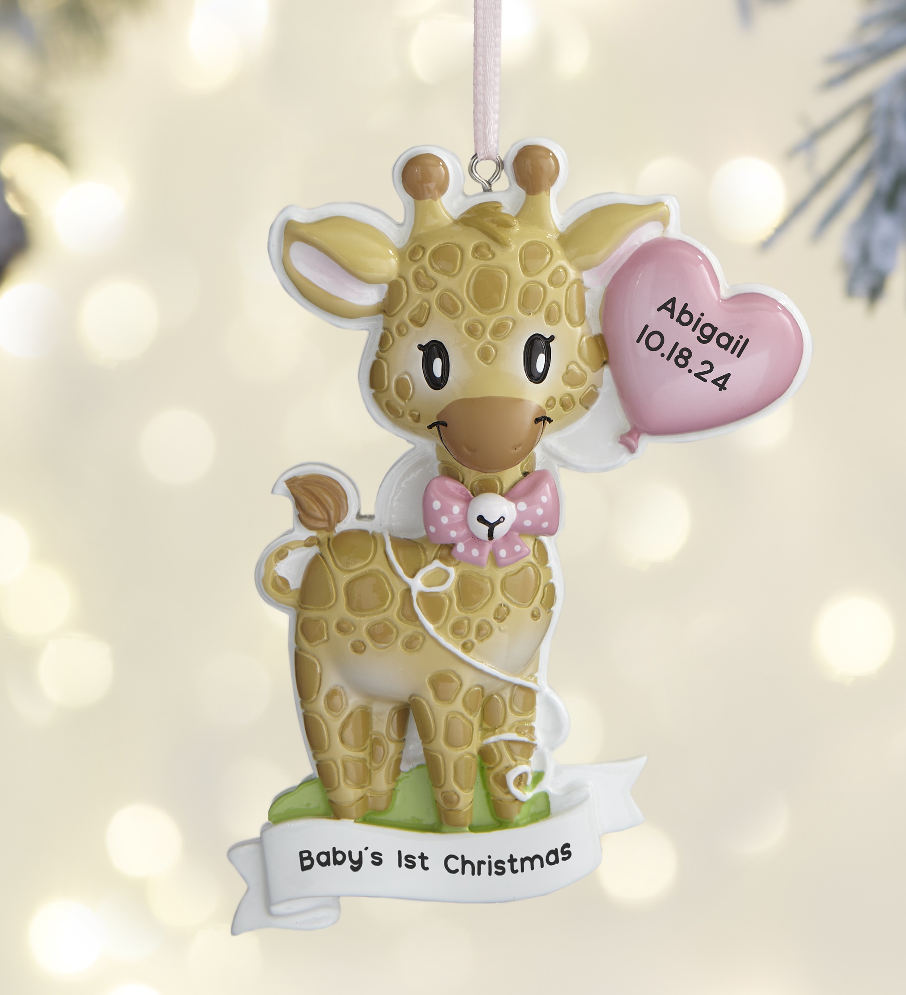 Baby Girl Giraffe Personalized Ornament