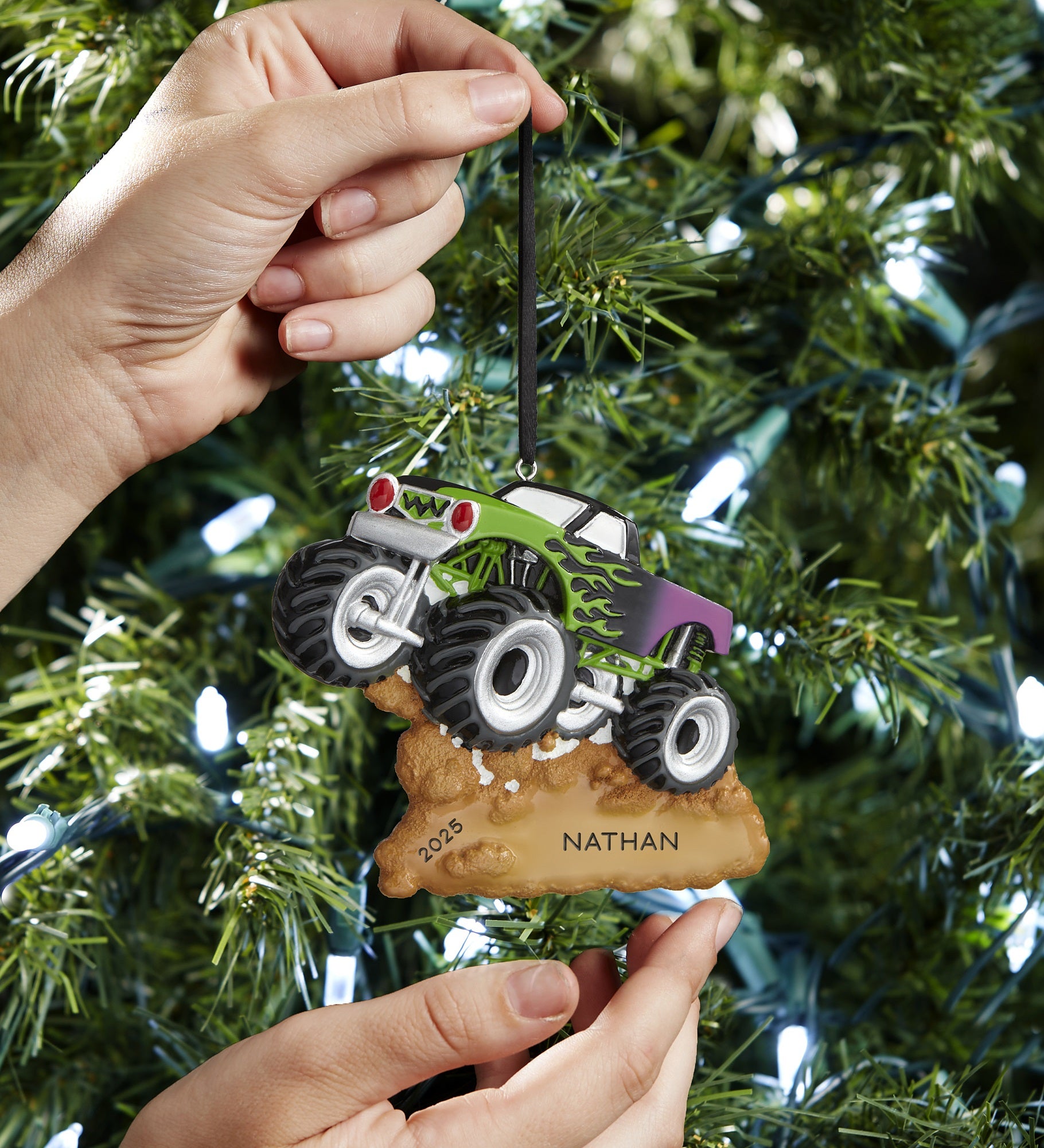 Green Machine Monster Truck Personalized Ornament