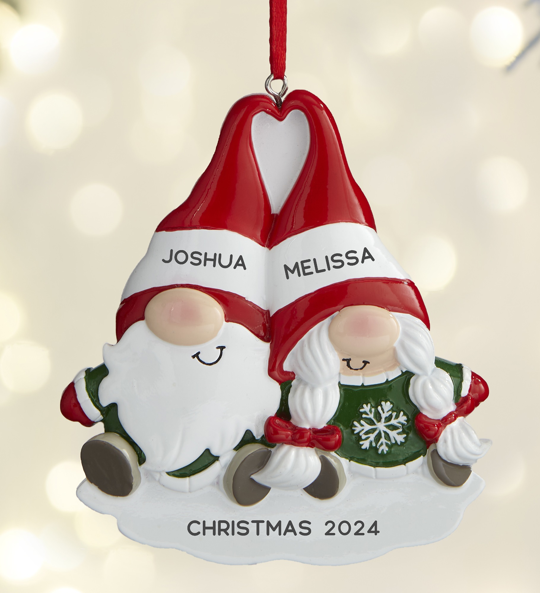 Christmas Gnome Couple Personalized Ornament