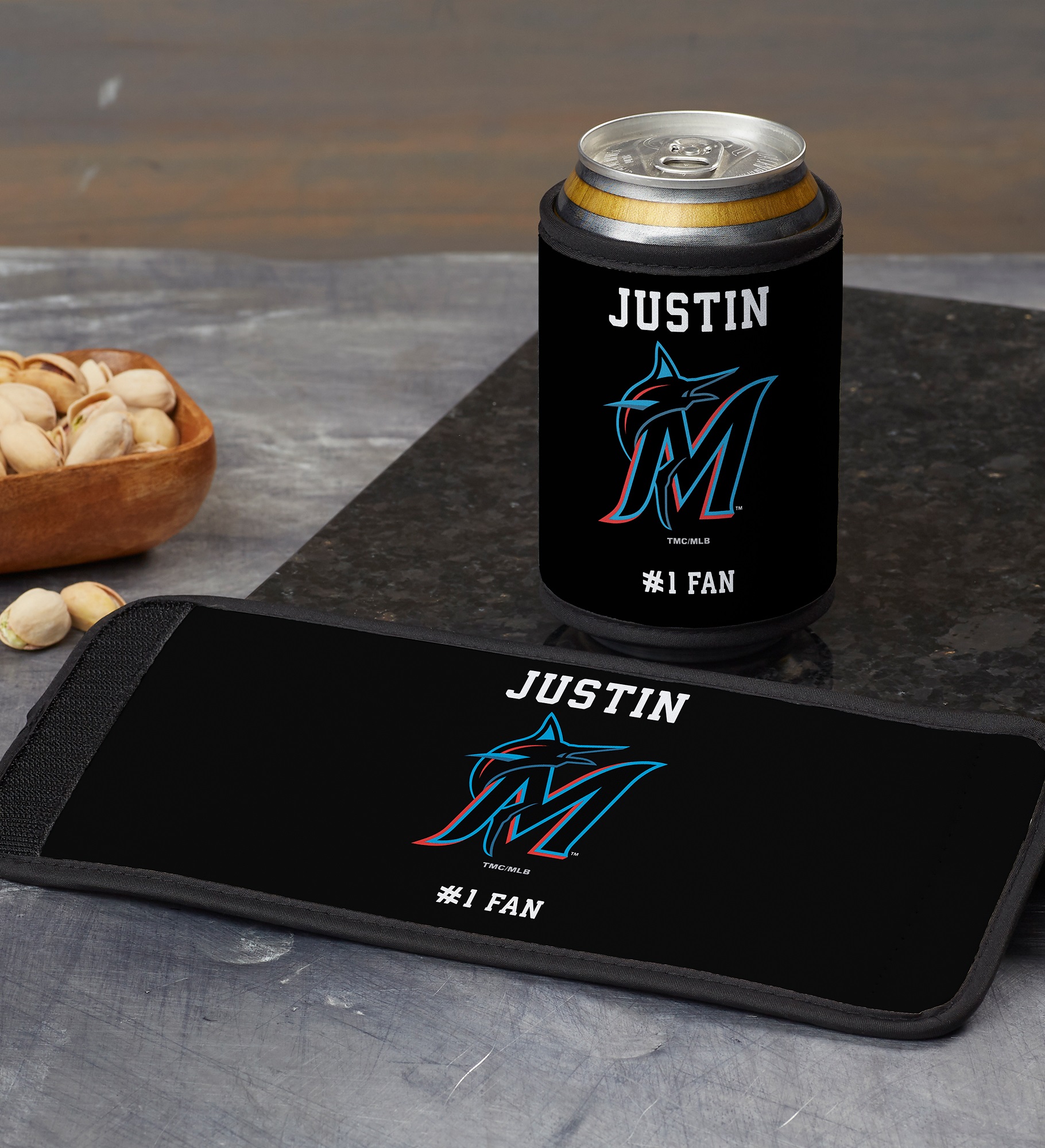 MLB Miami Marlins Personalized Can & Bottle Wrap