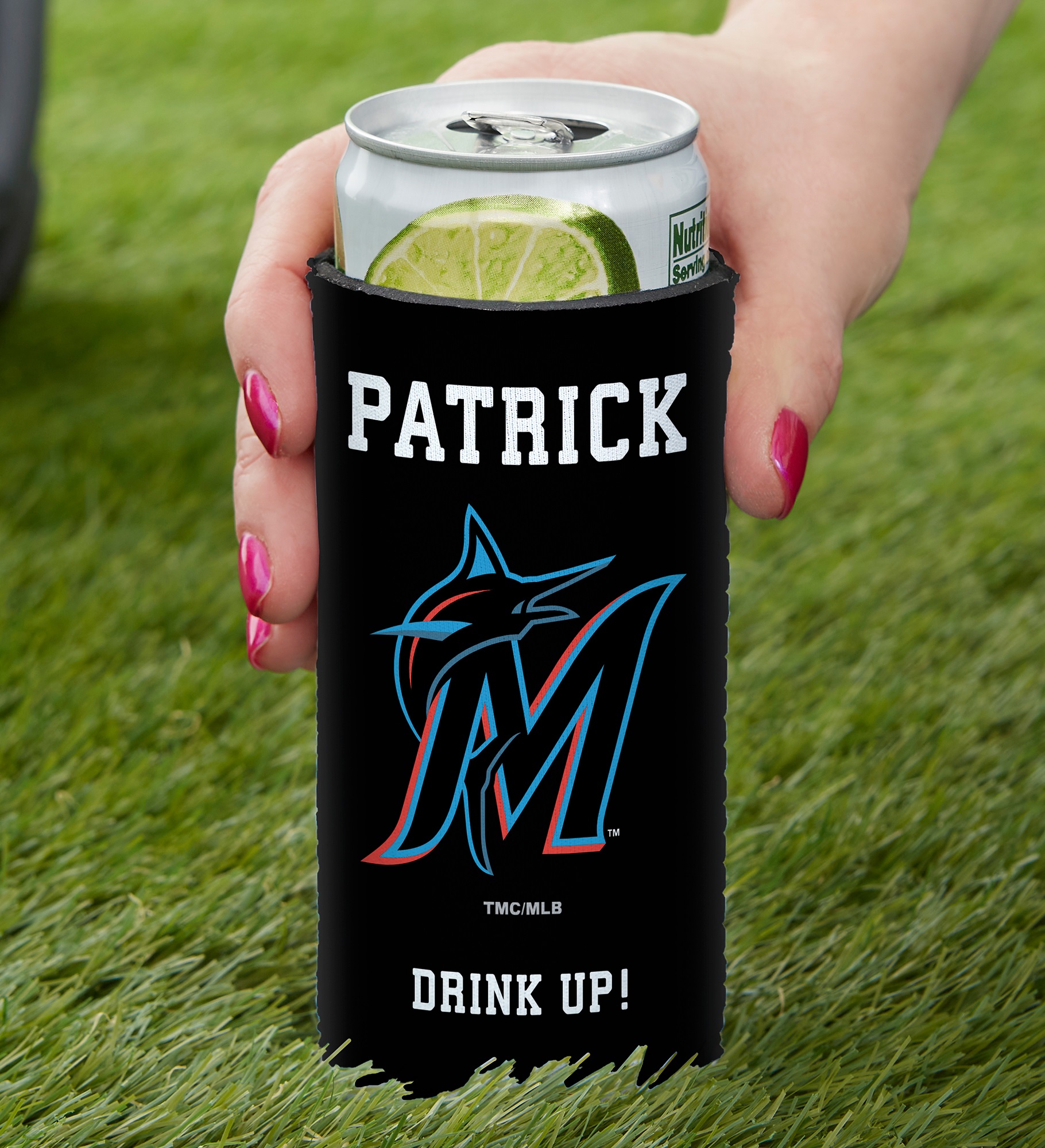 MLB Miami Marlins Personalized Slim Can Holder