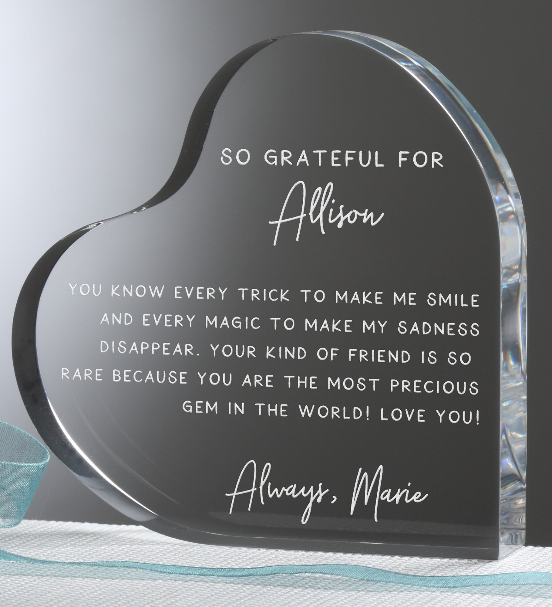 Grateful For You Personalized Heart Keepsake