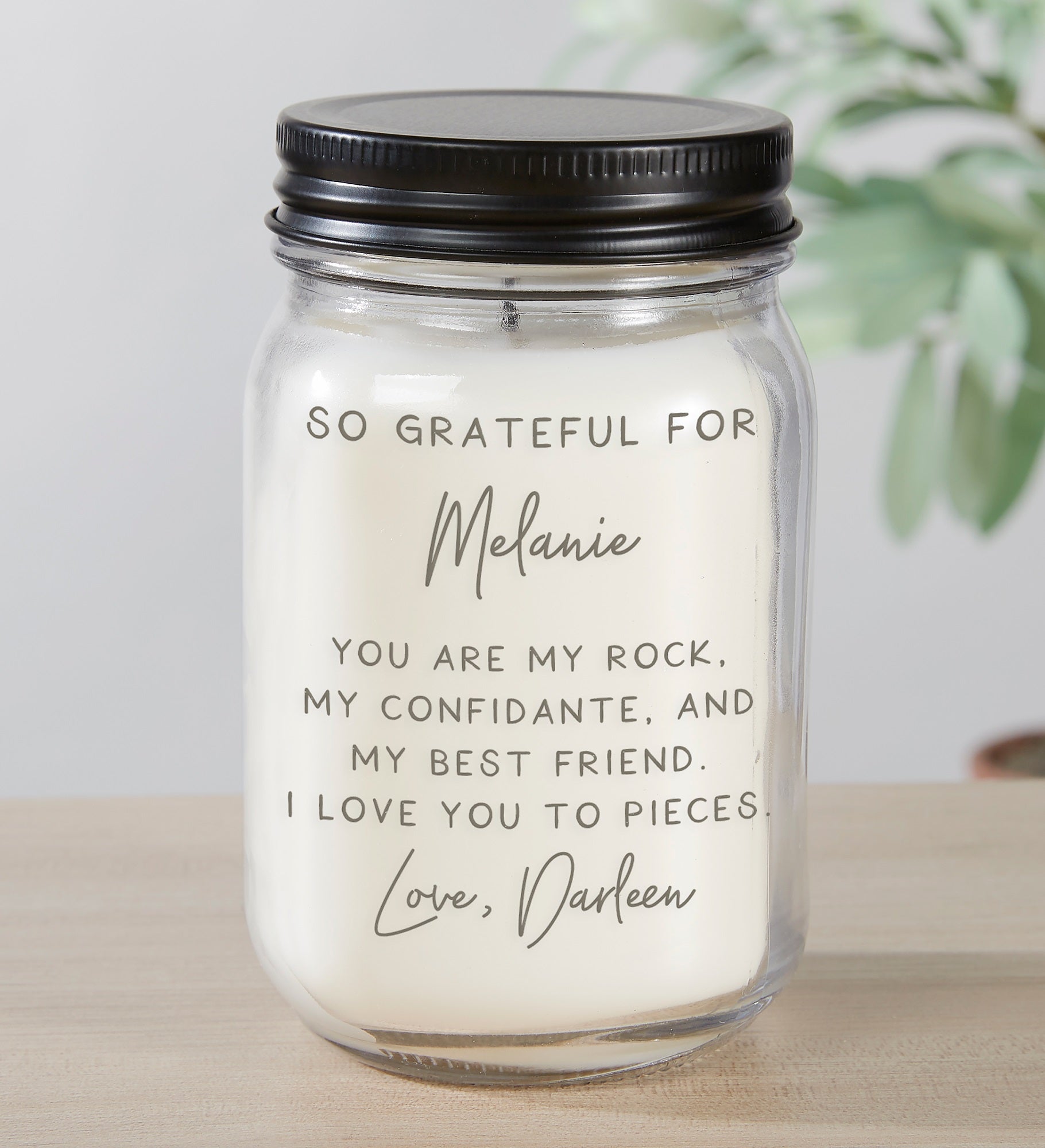 Grateful For You Personalized Farmhouse Candle Jar