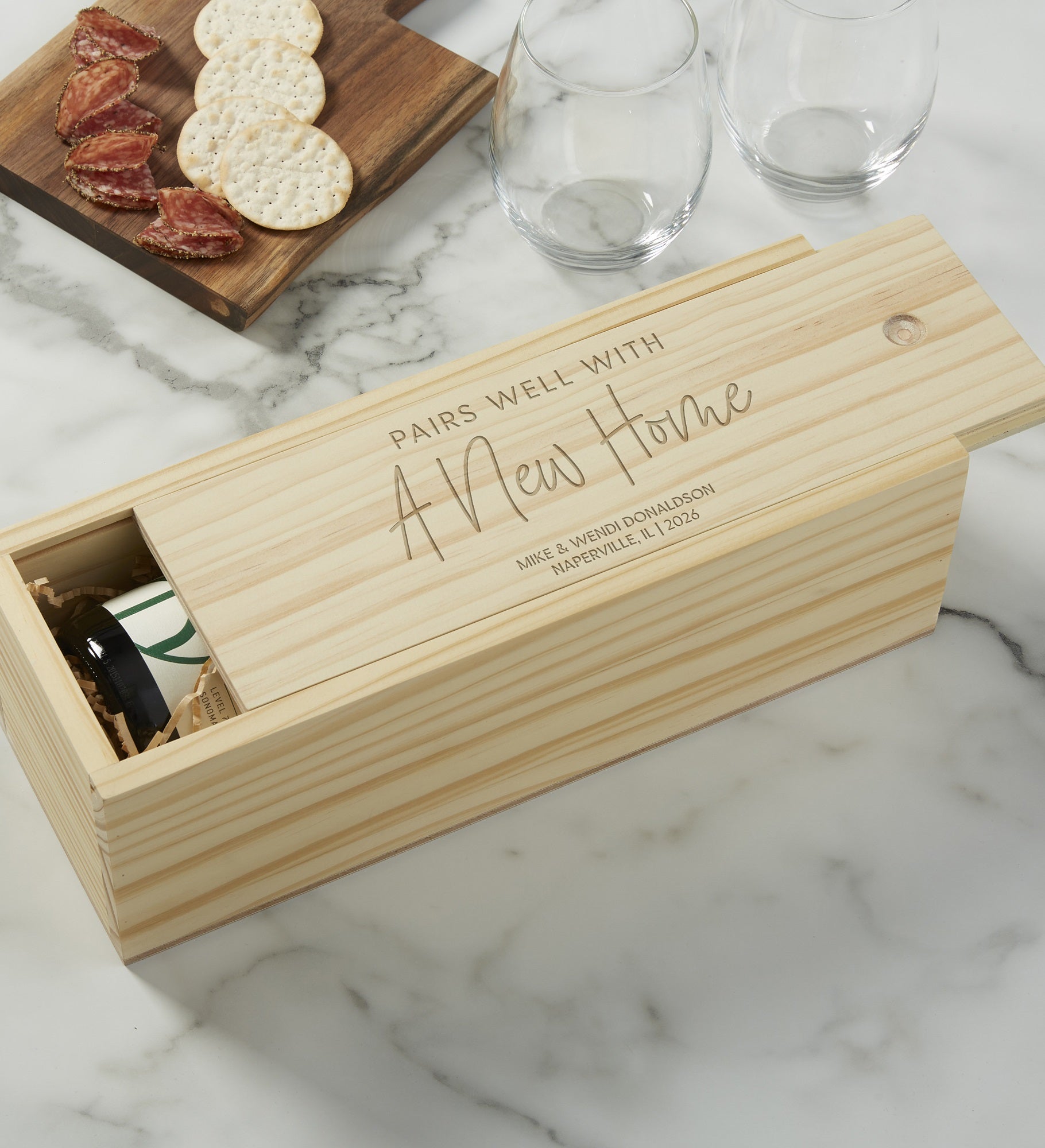 Pairs Well With...Engraved Wood Wine Box