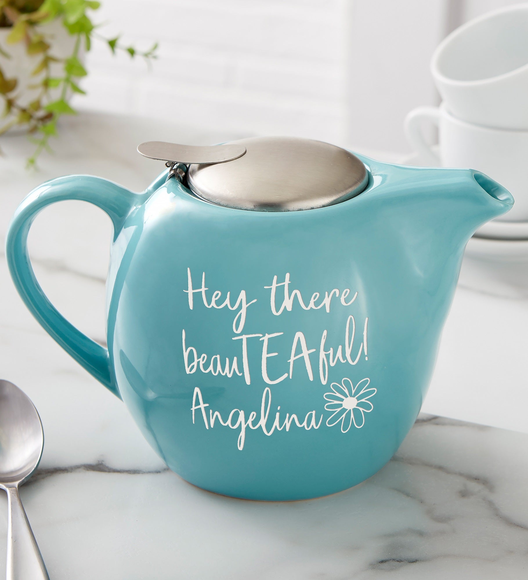 You are Beau TEA ful Personalized 30 oz. Turquoise Teapot