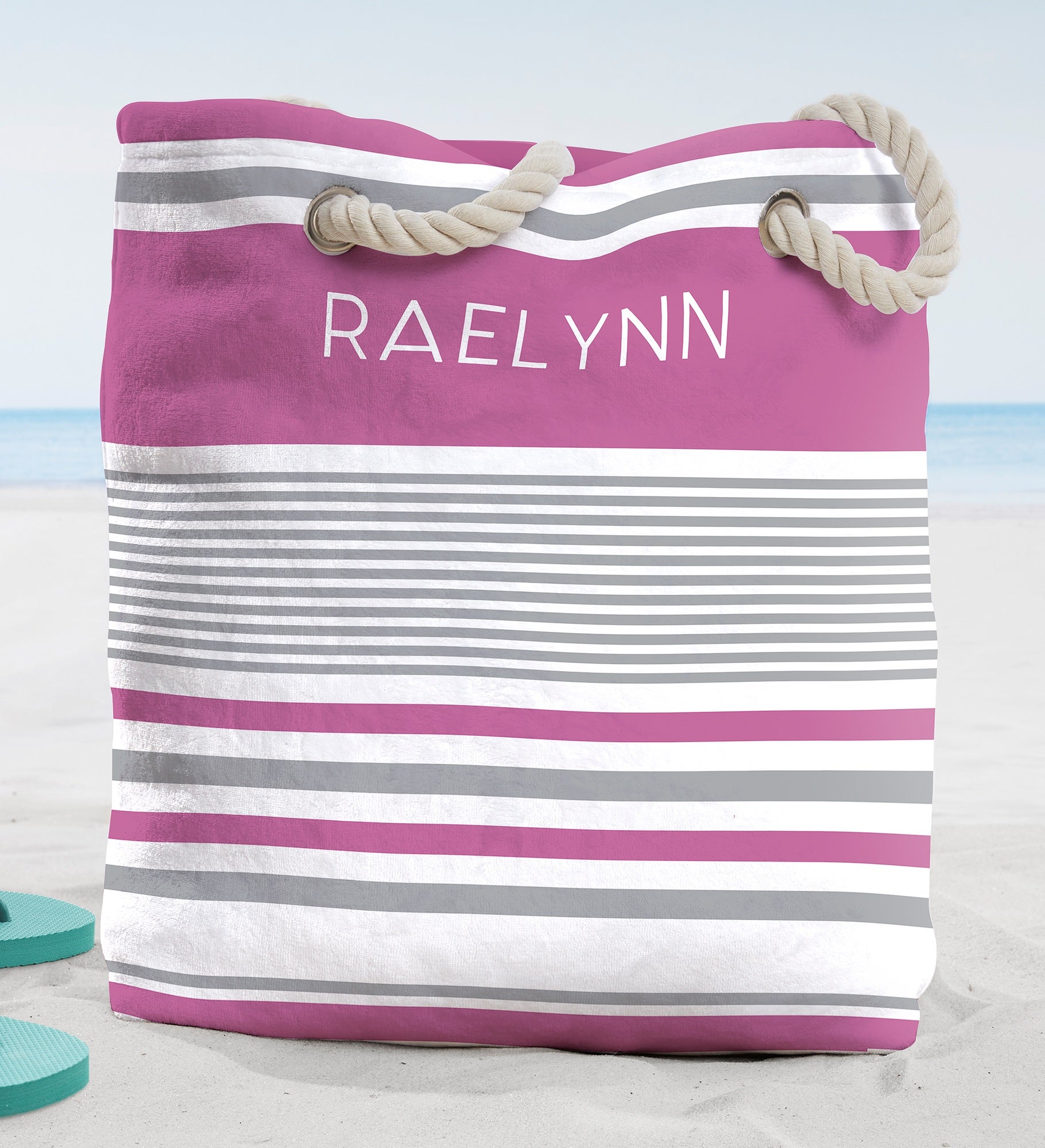 Turkish Stripes Personalized Terry Cloth Beach Bag