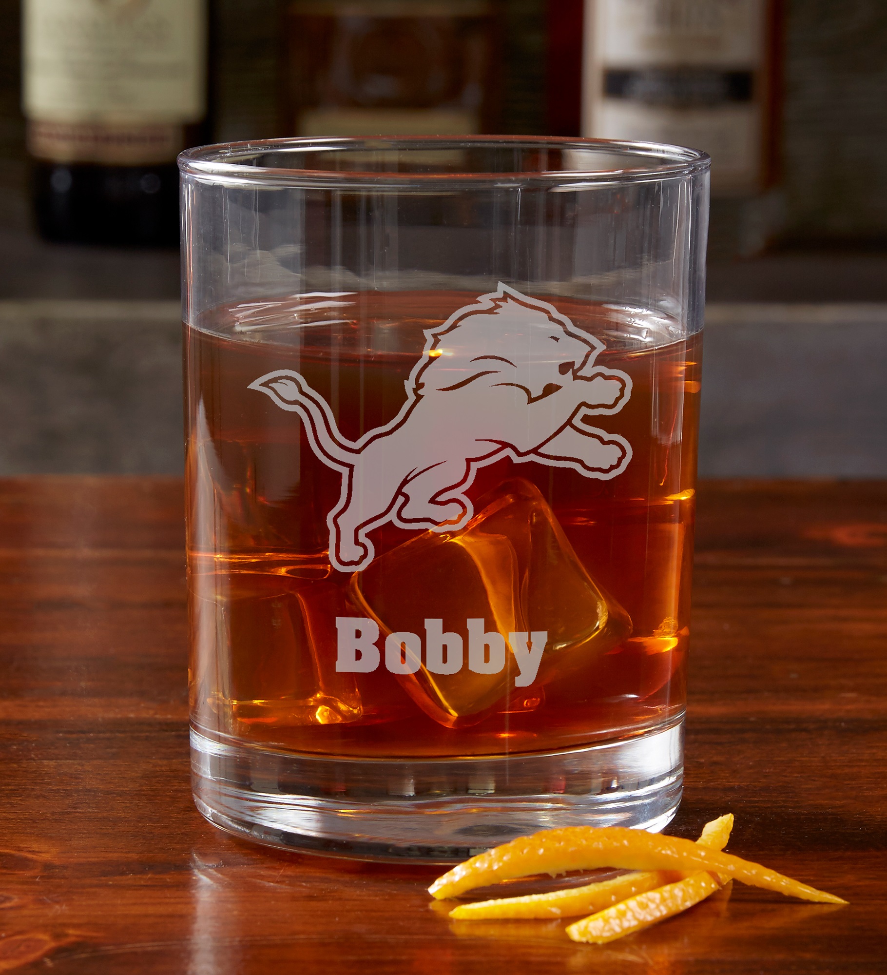 NFL Detroit Lions Engraved Old Fashioned Whiskey Glasses