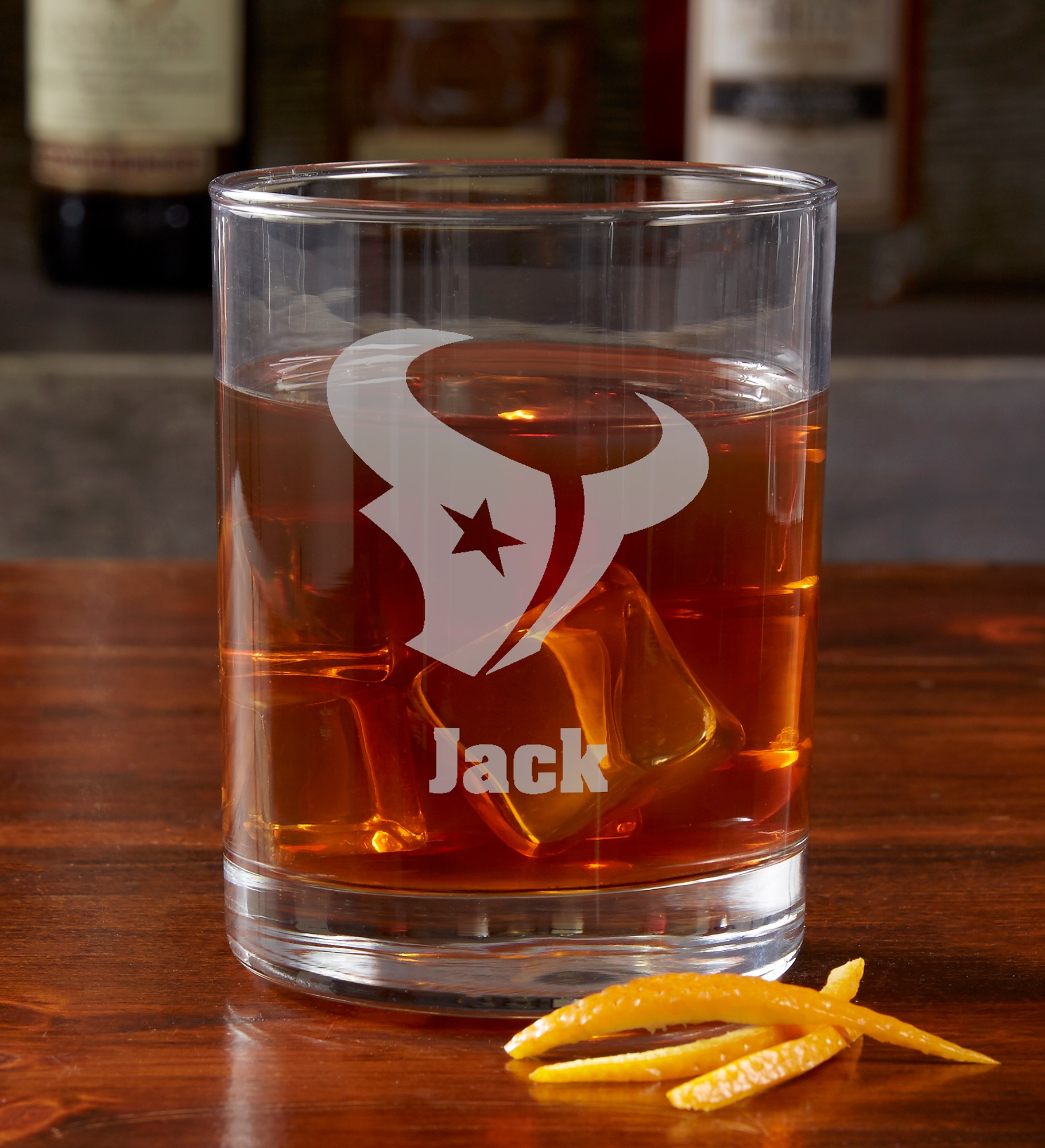 NFL Houston Texans Engraved Old Fashioned Whiskey Glasses