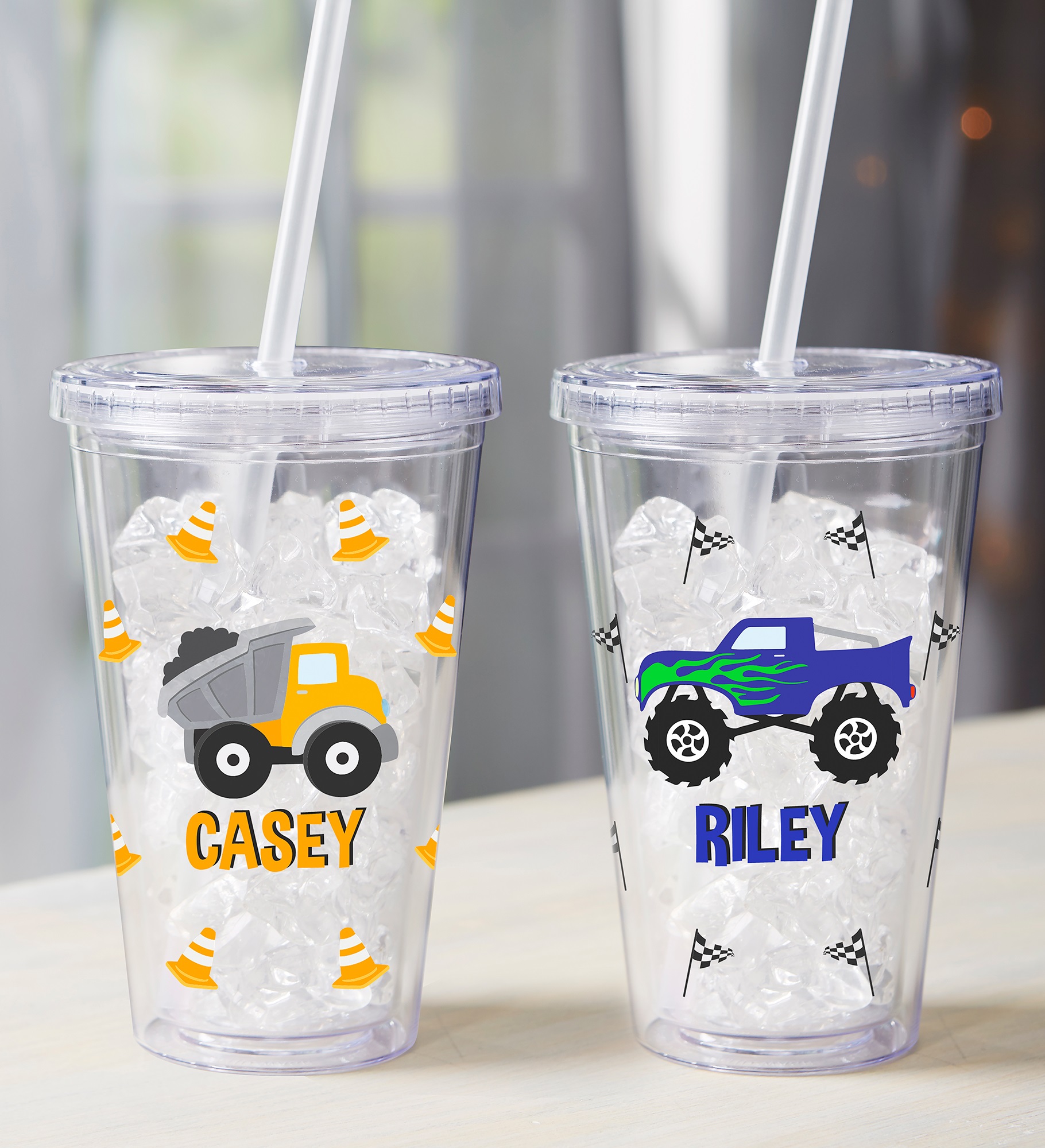 Construction & Monster Trucks Personalized 17 oz. Acrylic Insulated Tumbler