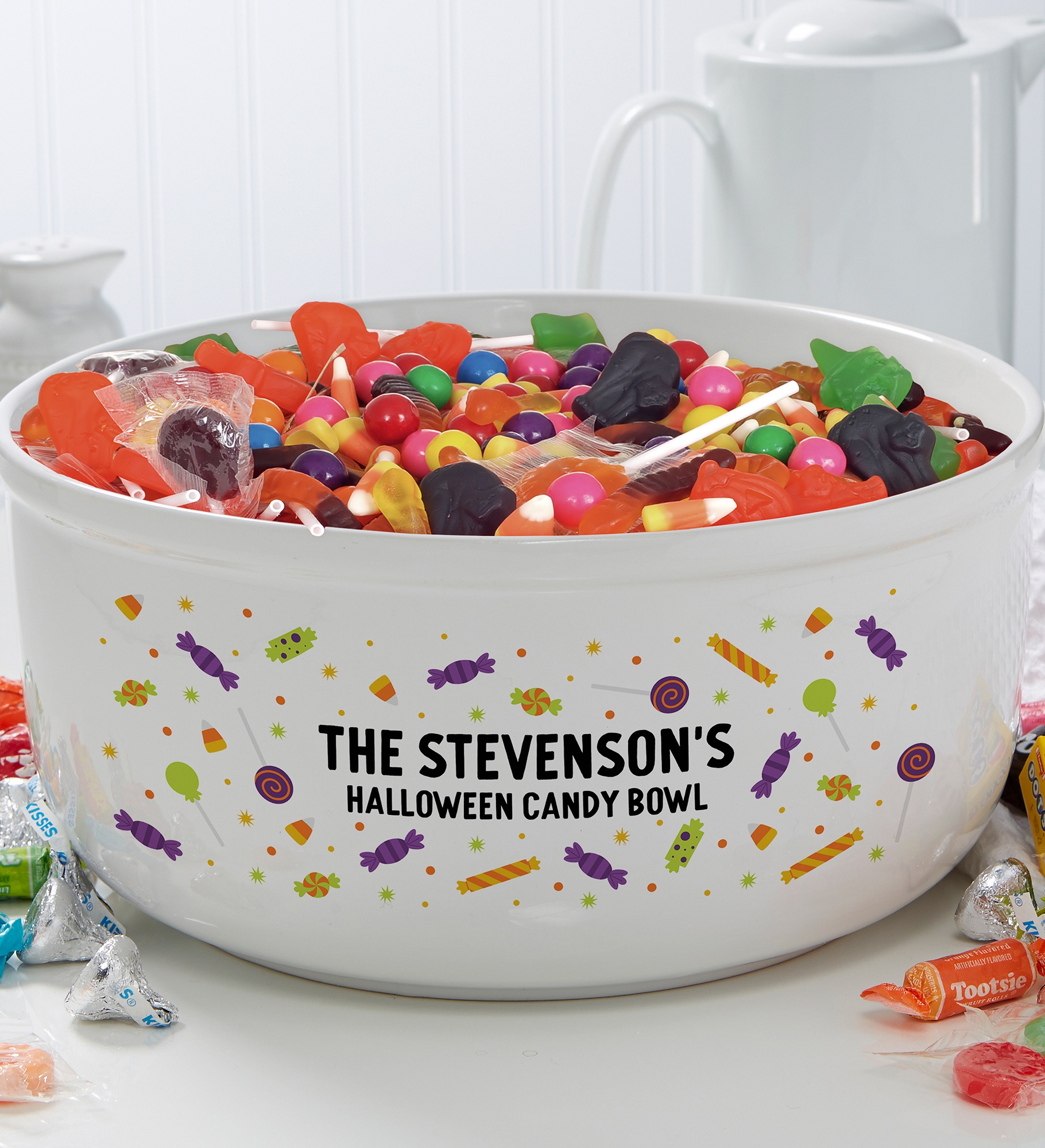 Candy Pattern Personalized Halloween Candy Bowl