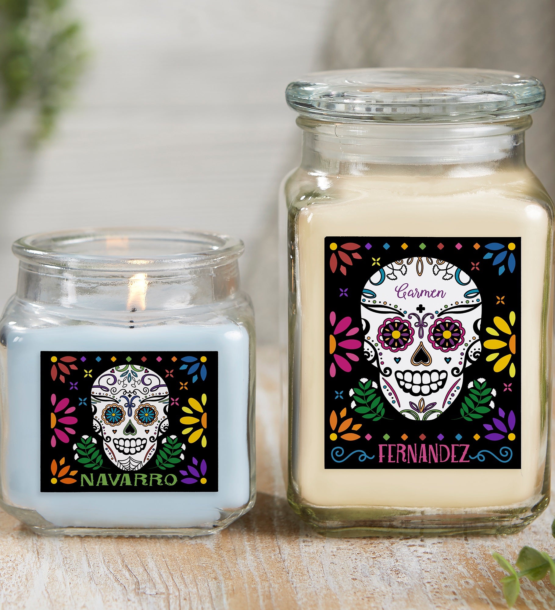 Day of the Dead Personalized Scented Glass Candle Jar