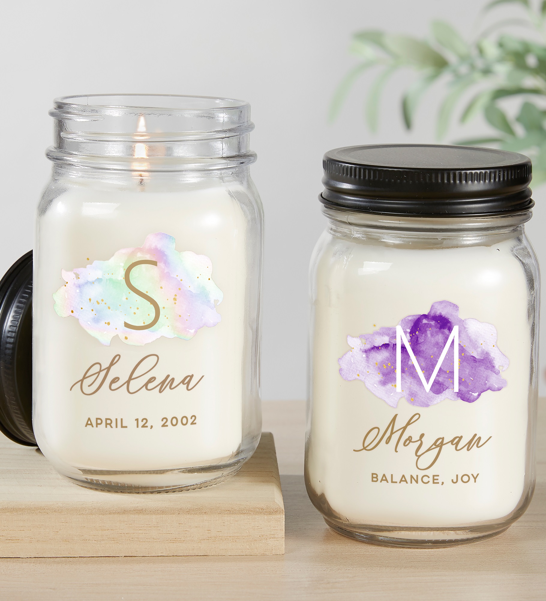 Birthstone Color Personalized Farmhouse Candle Jar