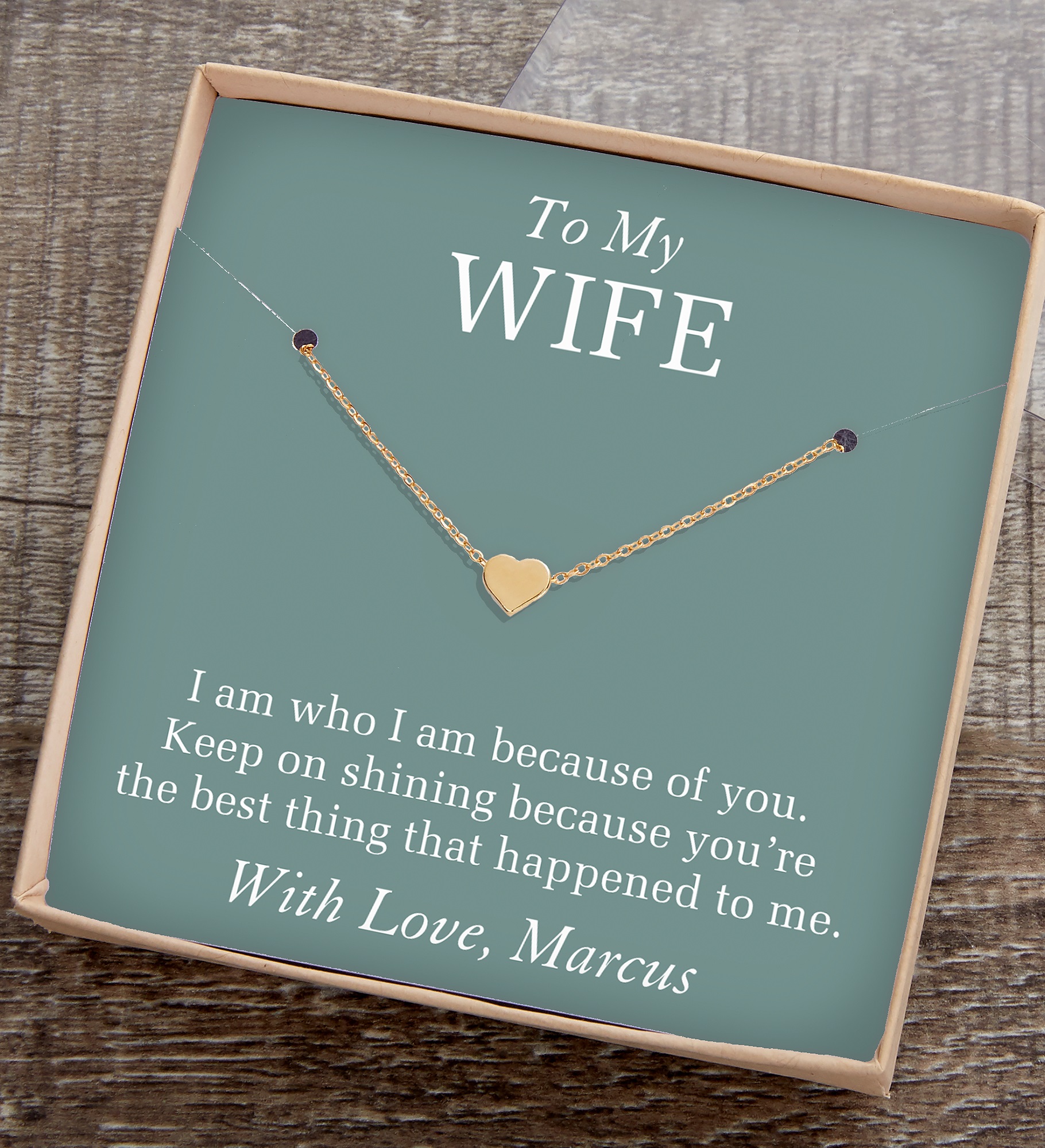 To My Wife Necklace With Personalized Message Card