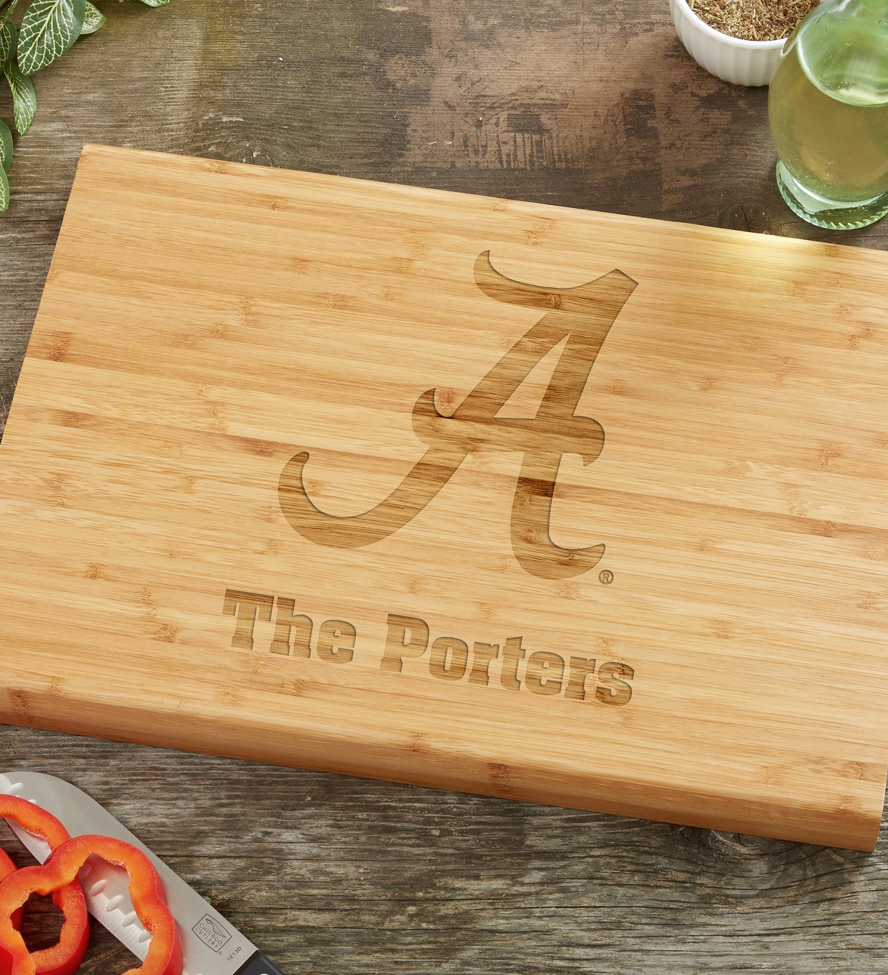 NCAA Alabama Crimson Tide Personalized Bamboo Cutting Board