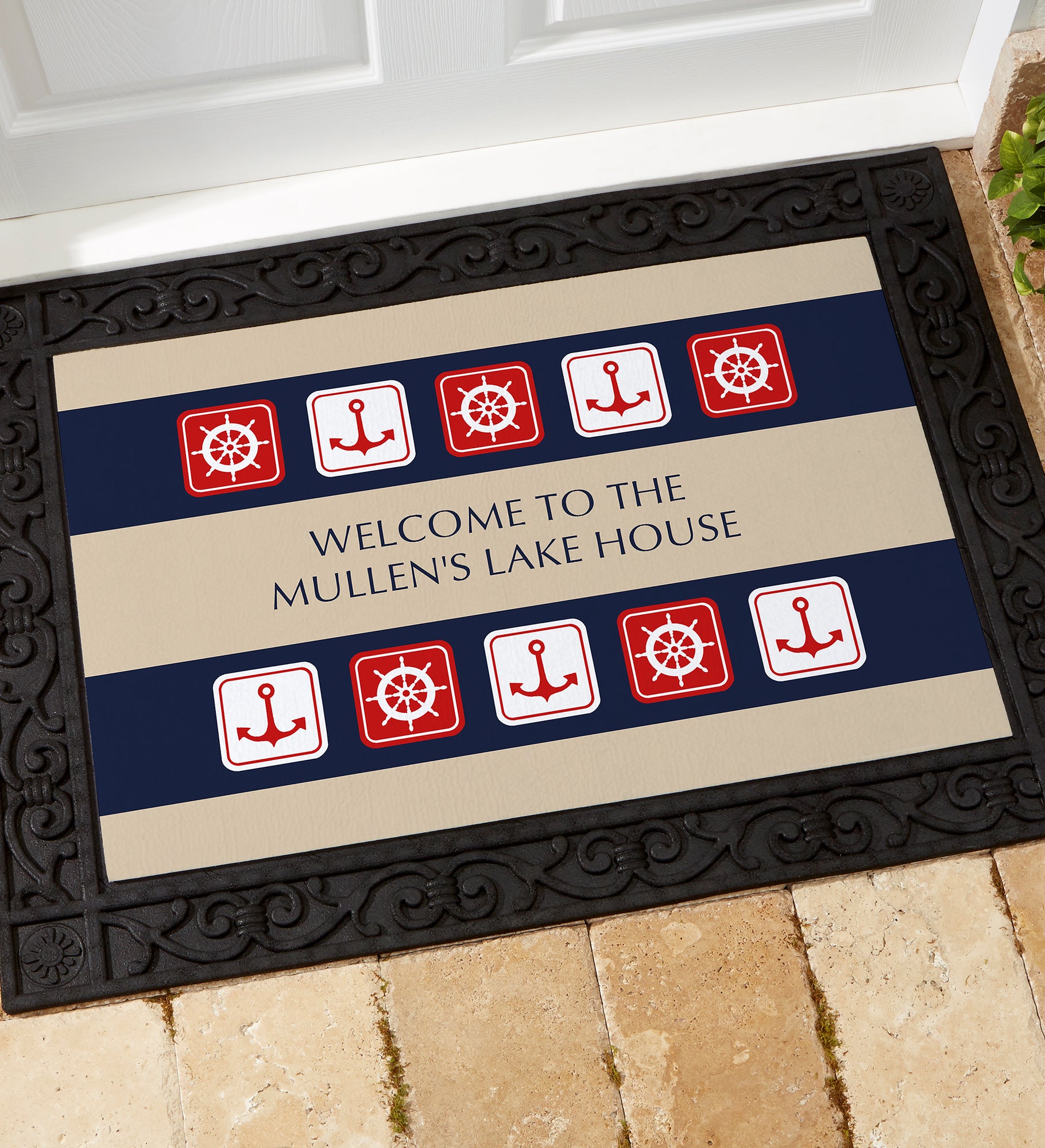 Ahoy! Nautical Personalized Doormat