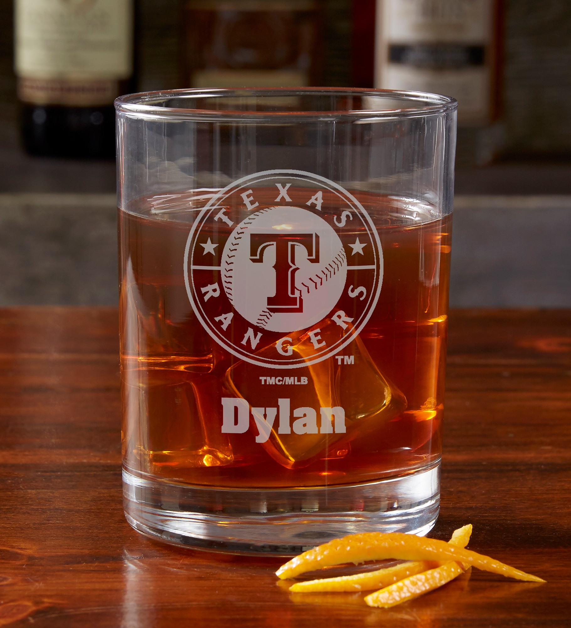 MLB Texas Rangers Engraved Old Fashioned Whiskey Glasses