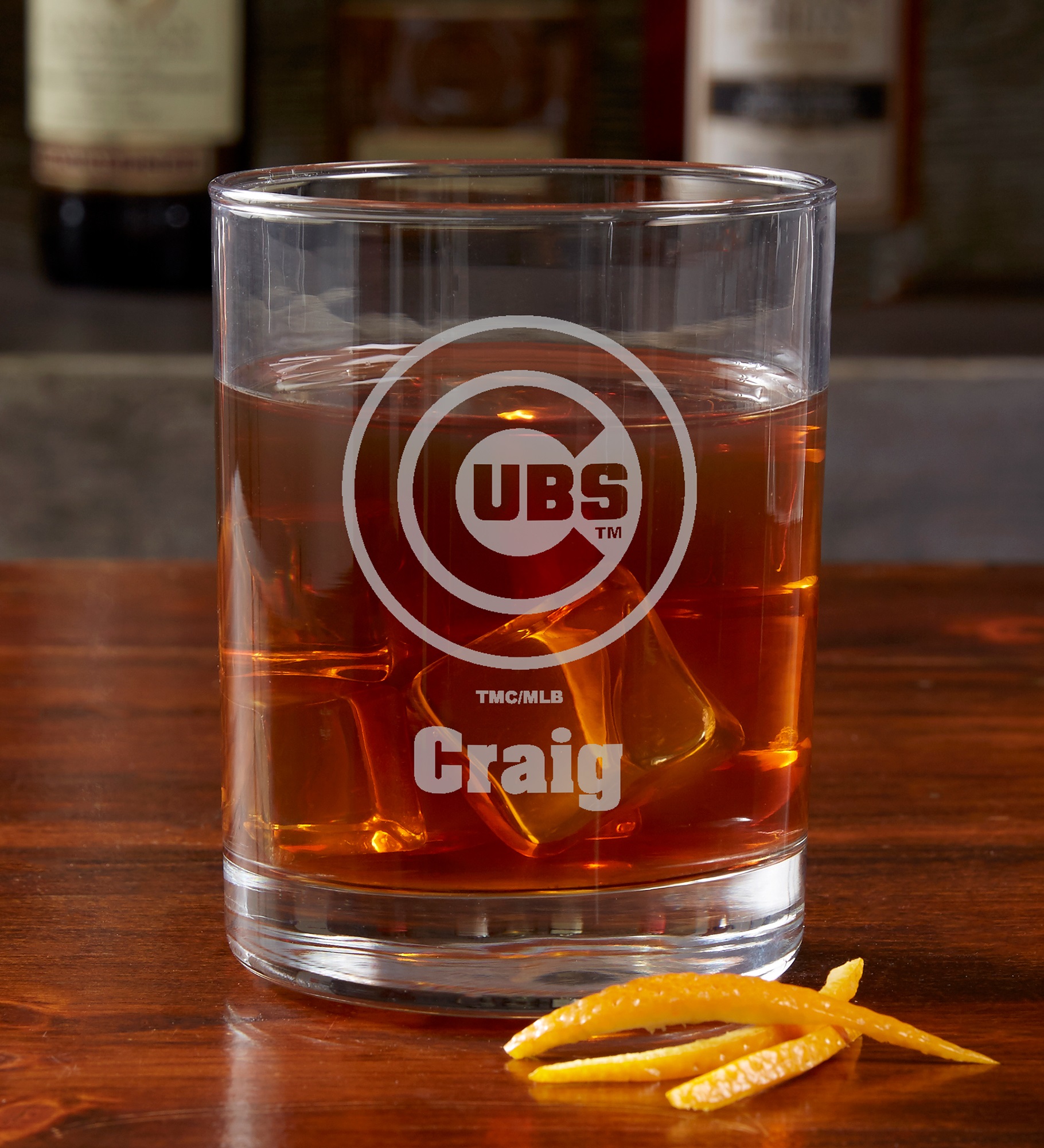 MLB St. Chicago Cubs Engraved Old Fashioned Whiskey Glasses