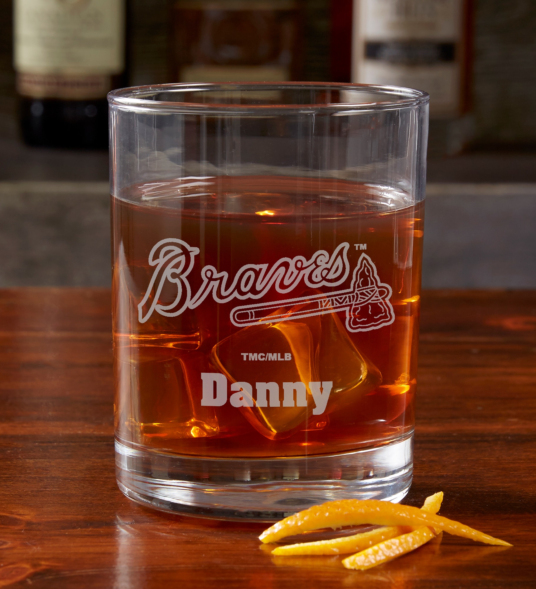 MLB Atlanta Braves Engraved Old Fashioned Whiskey Glasses