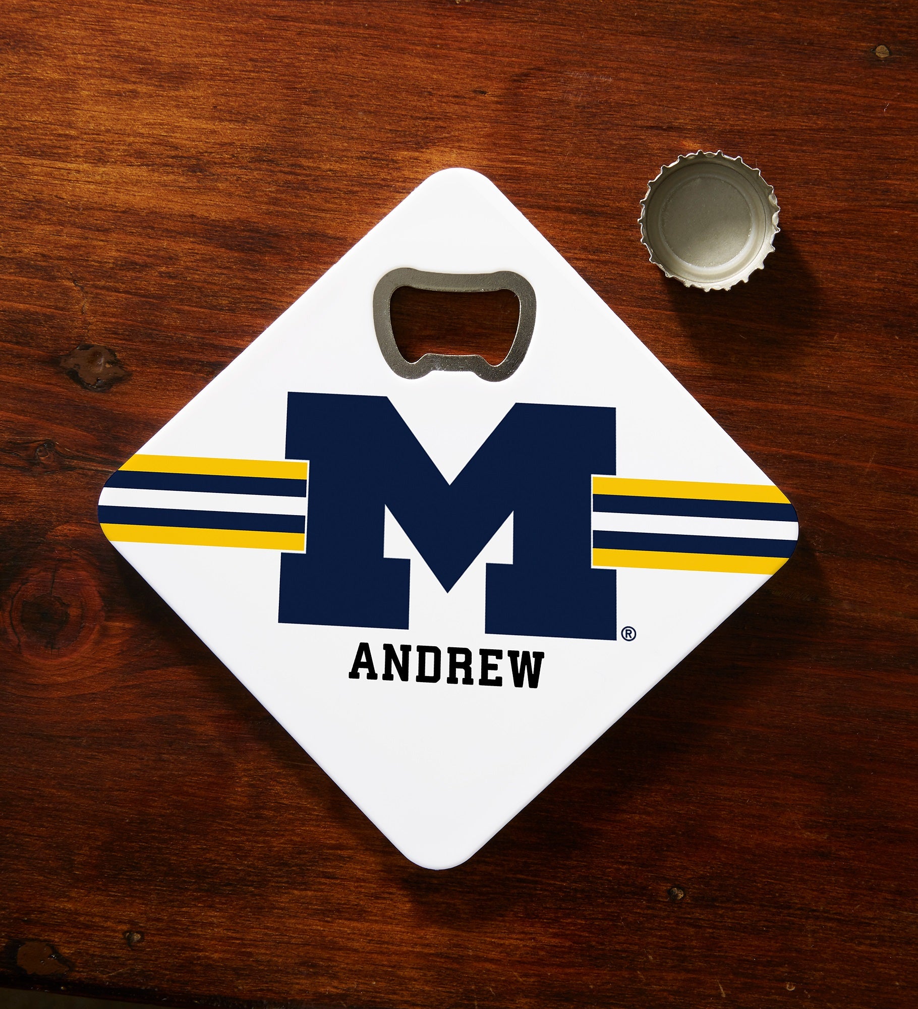 NCAA Michigan Wolverines Personalized Bottle Opener Coaster