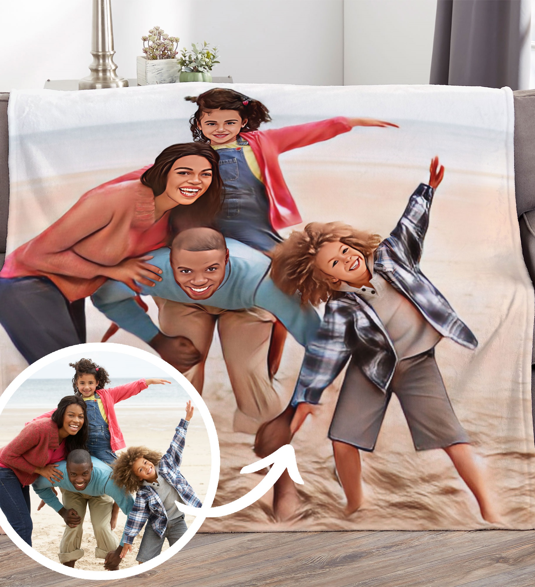 Cartoon Yourself Personalized Photo Blanket