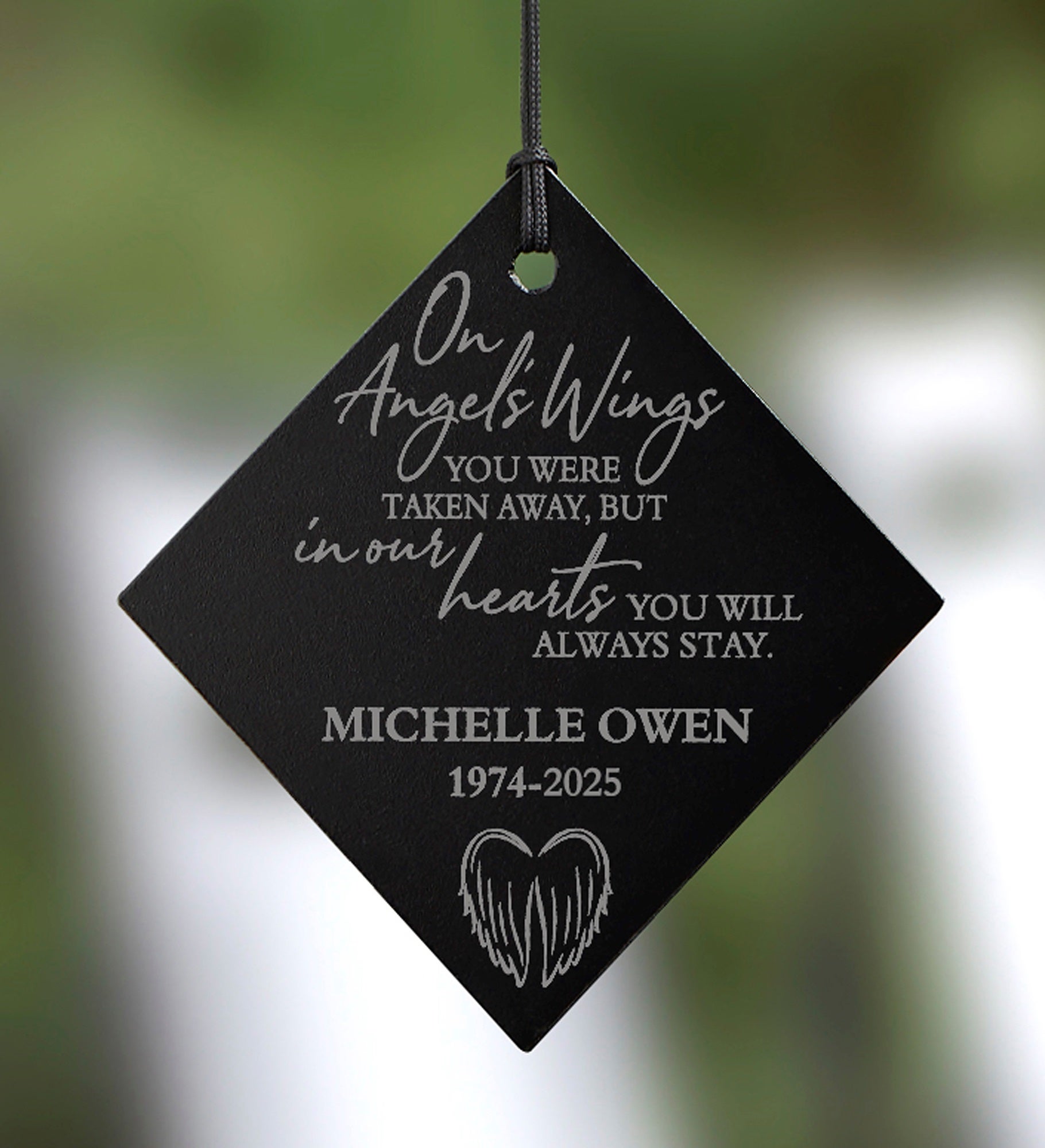 On Angel's Wings Personalized Memorial Wind Chimes
