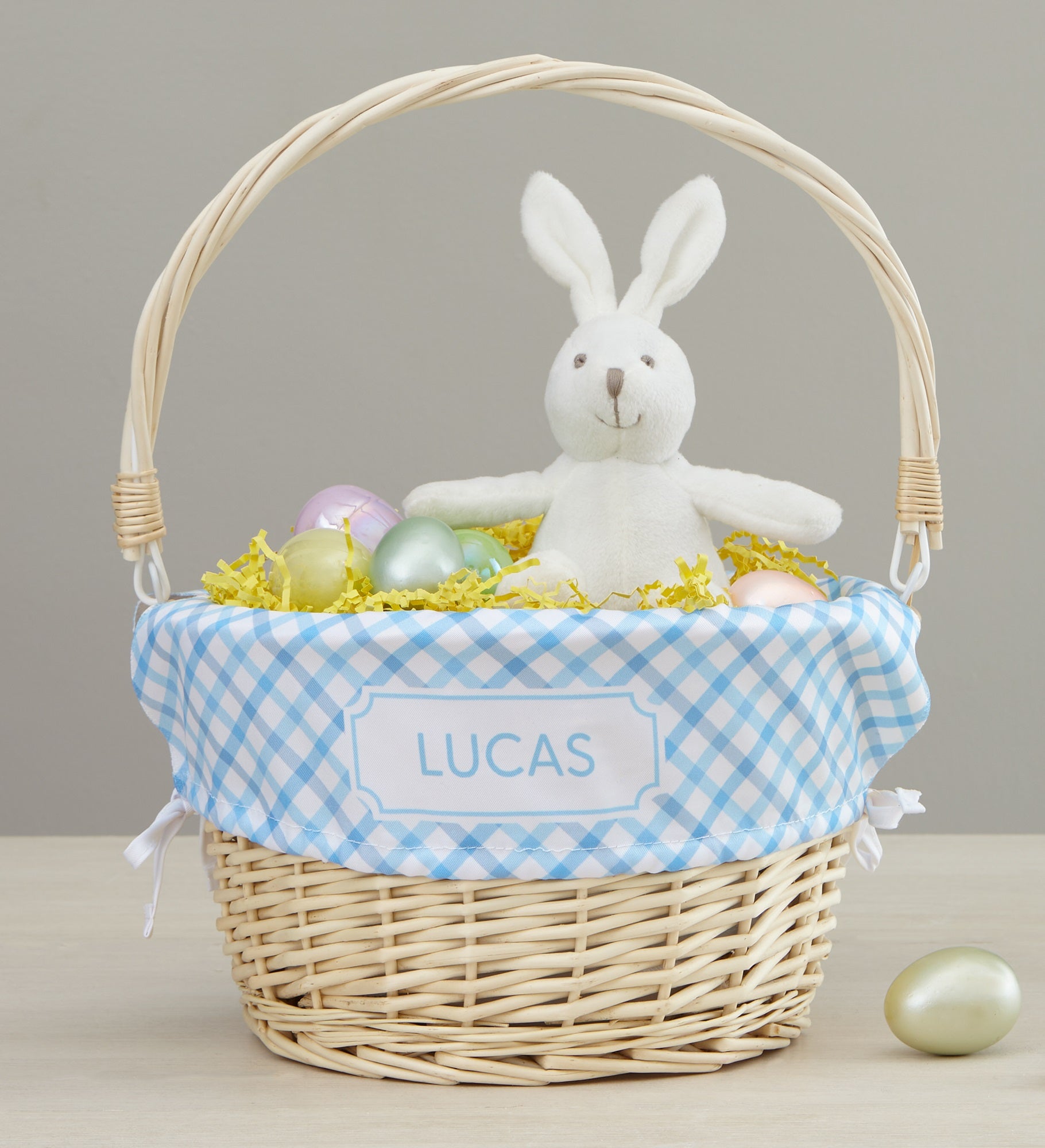 Rainbow Pattern Personalized Easter Basket with Folding Handle