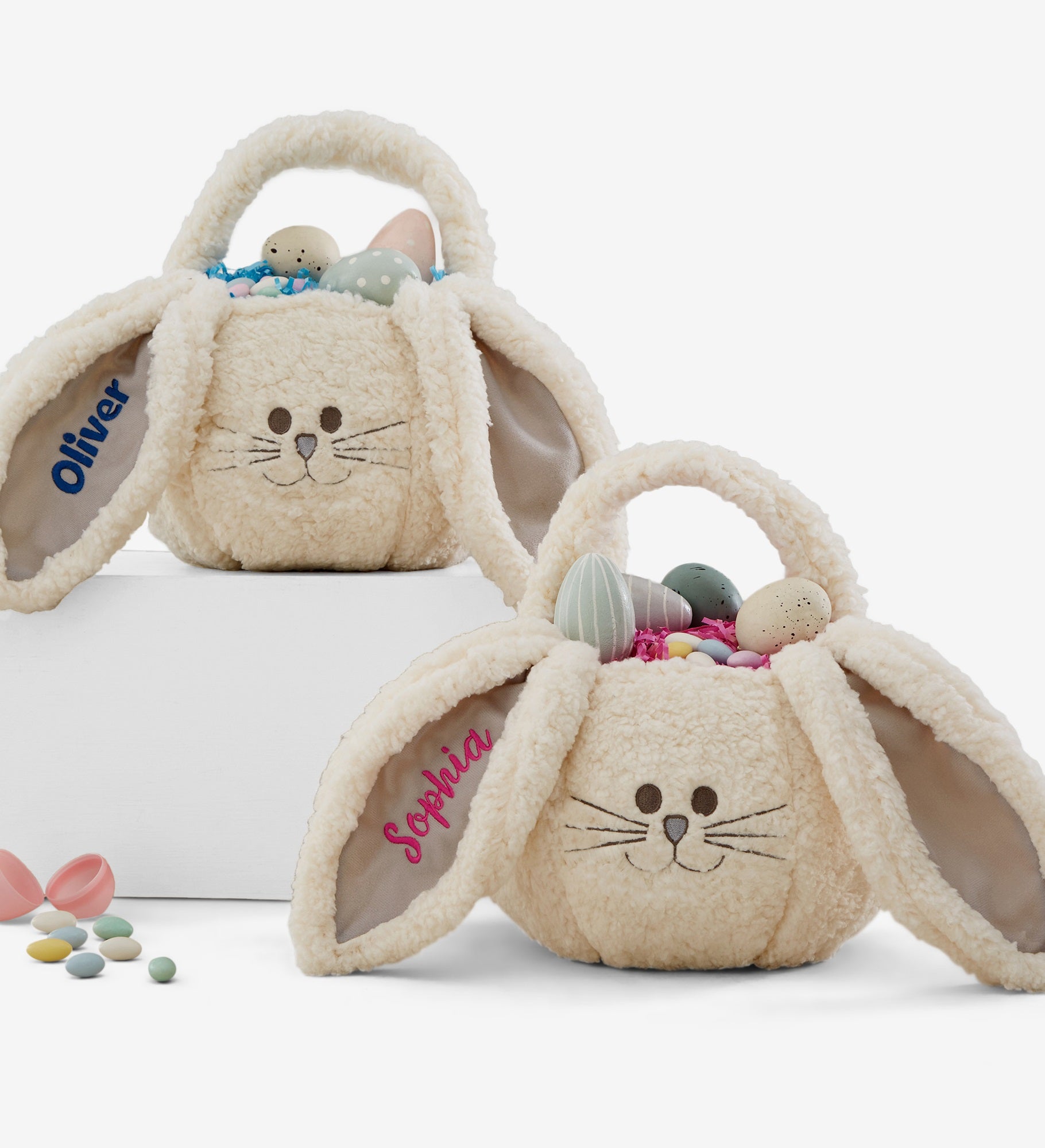 Sherpa Bunny Embroidered Plush Easter Treat Bag