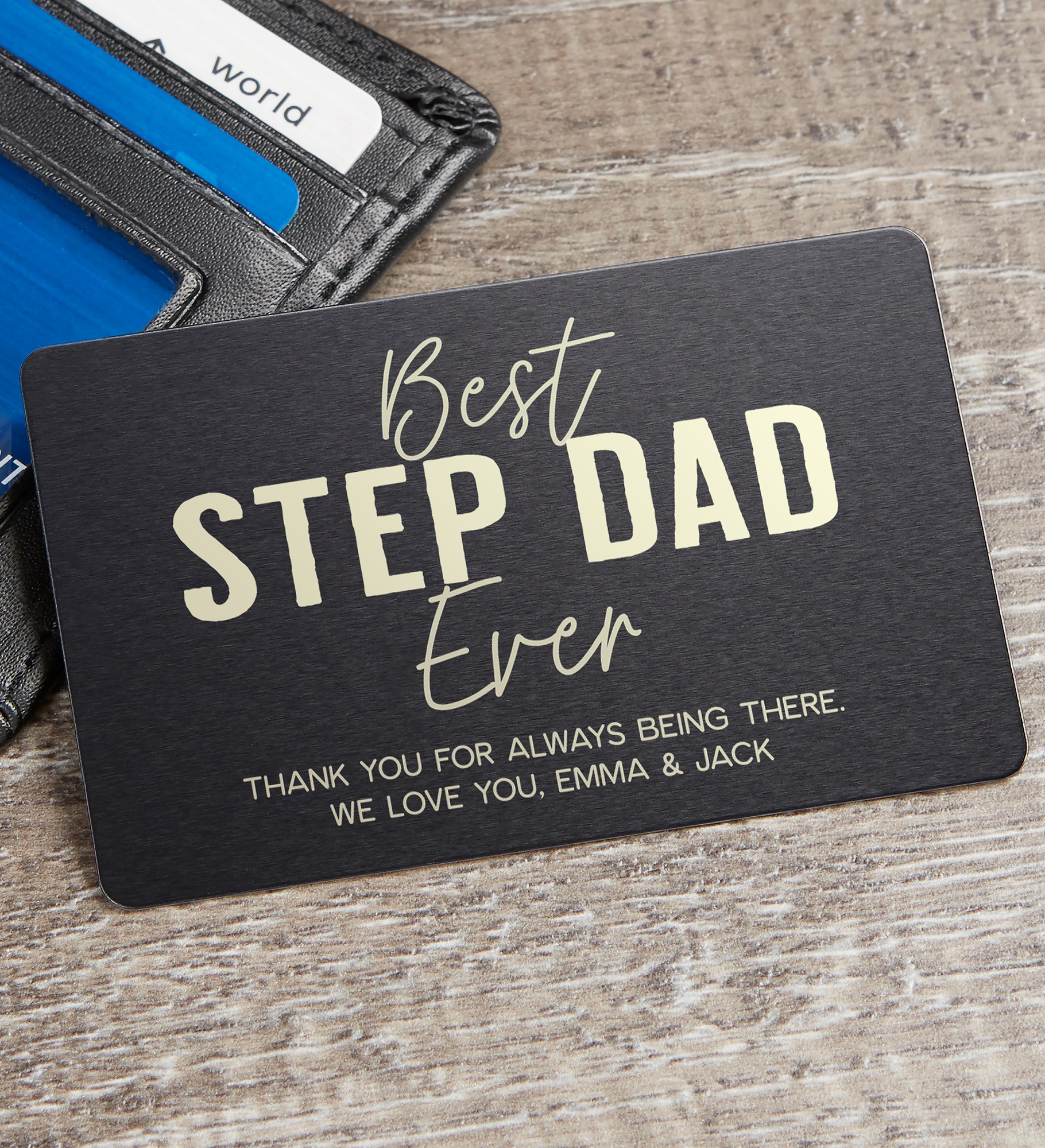 Best Step Dad Engraved Metal Wallet Card