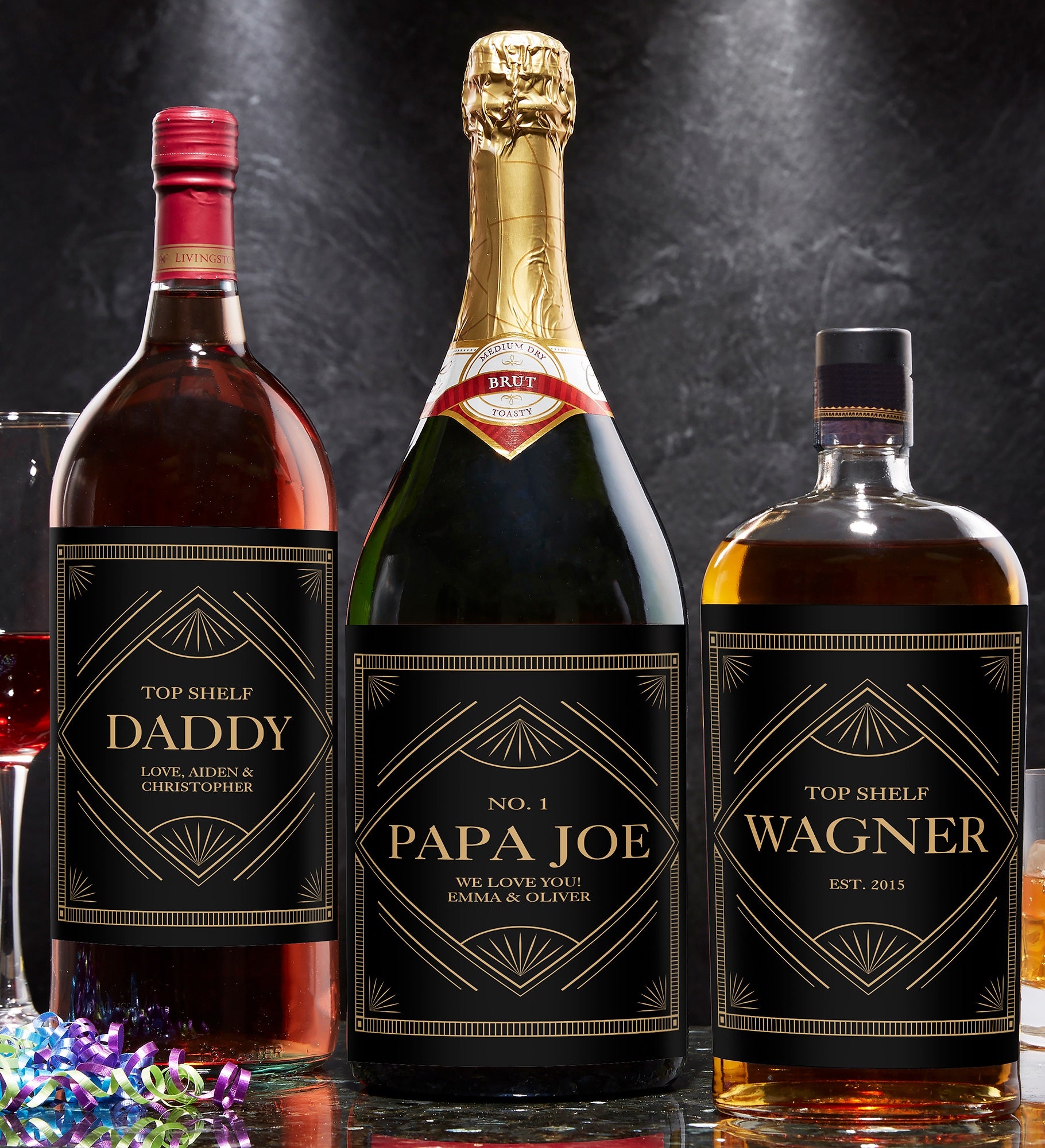 Top Shelf Dad Personalized Liquor Bottle Label