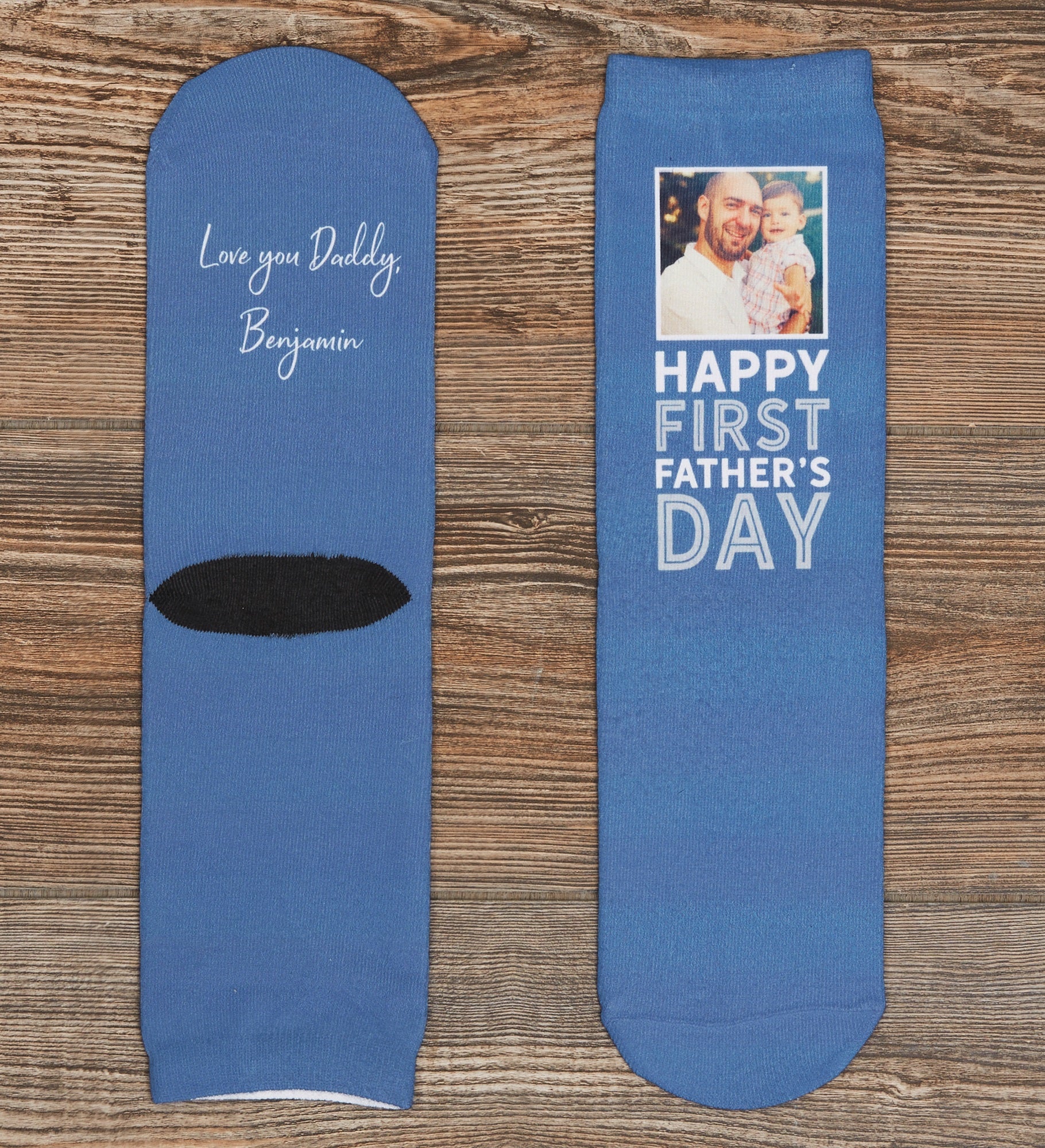 First Father's Day Personalized Photo Adult Socks