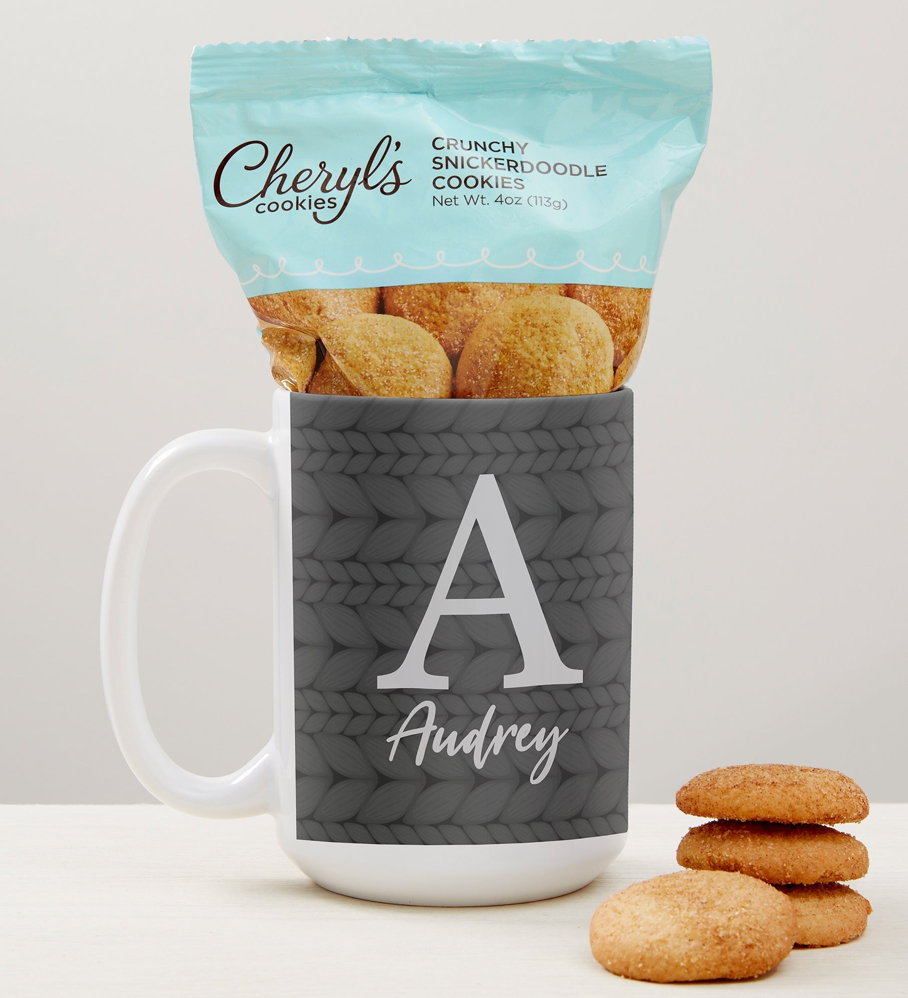 Christmas Sweater Monogram Personalized Coffee Mug with Cheryl&#x27;s Cookies