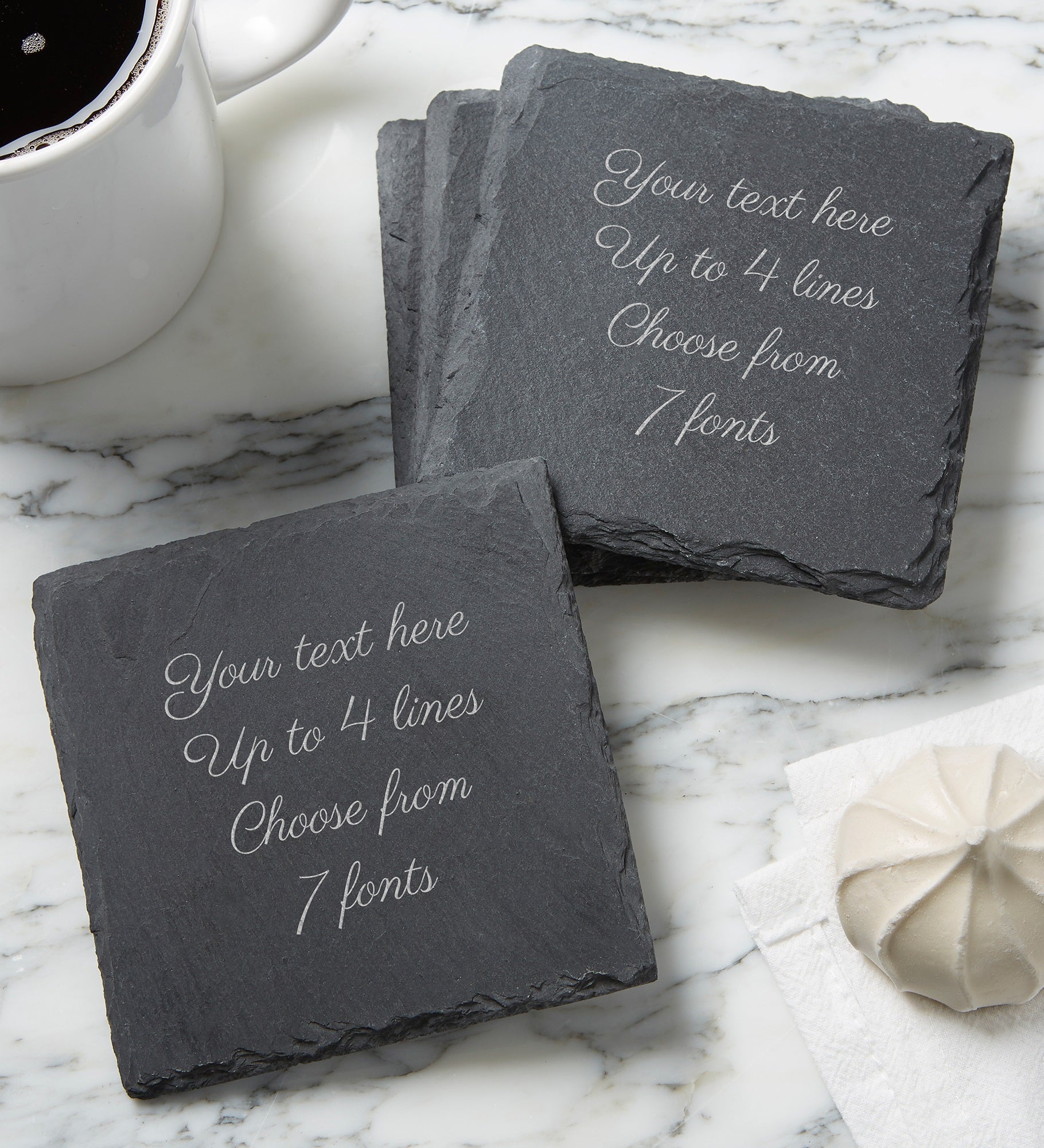 Engraved Message Slate Coaster Set