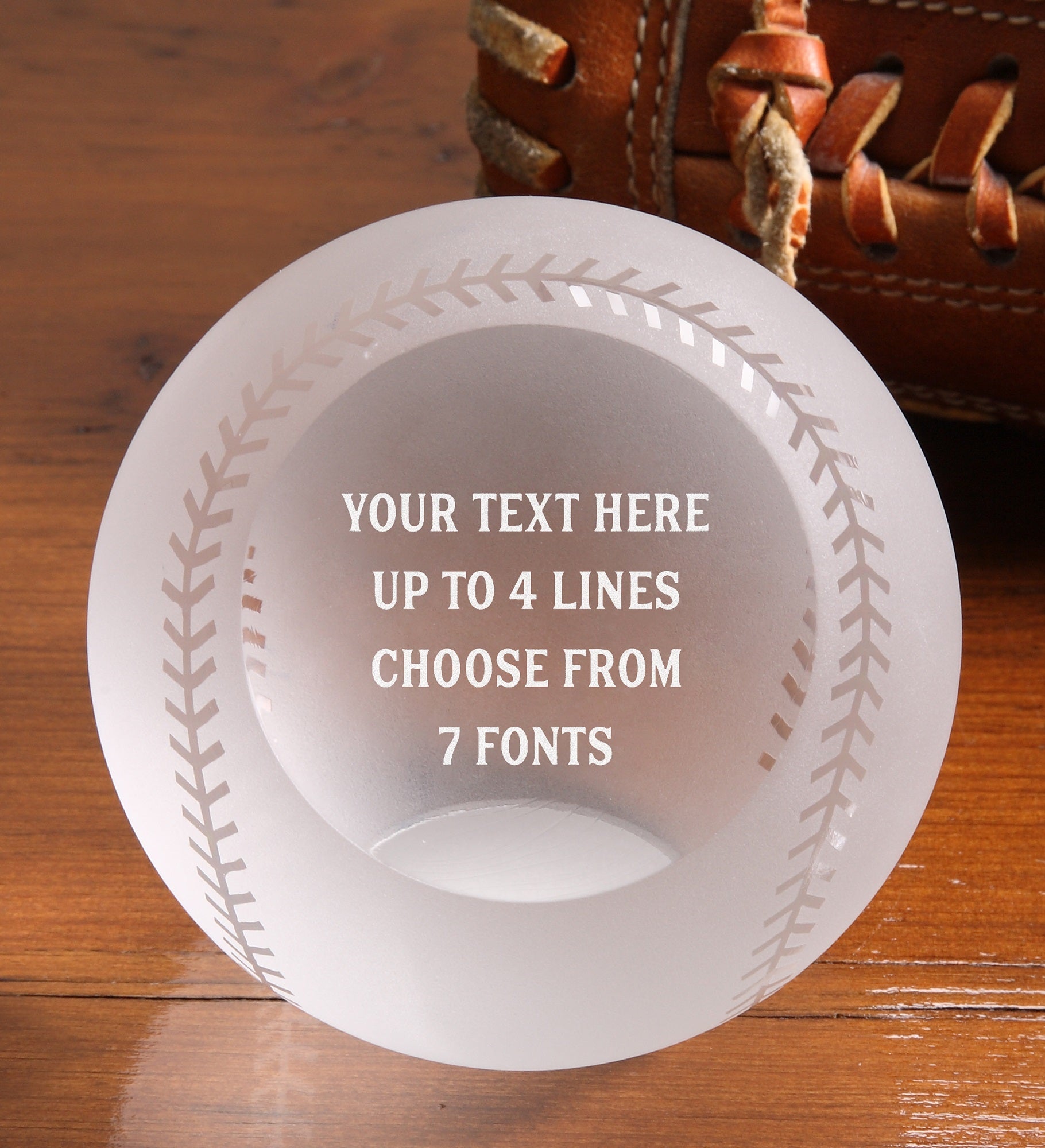Engraved Message Glass Baseball