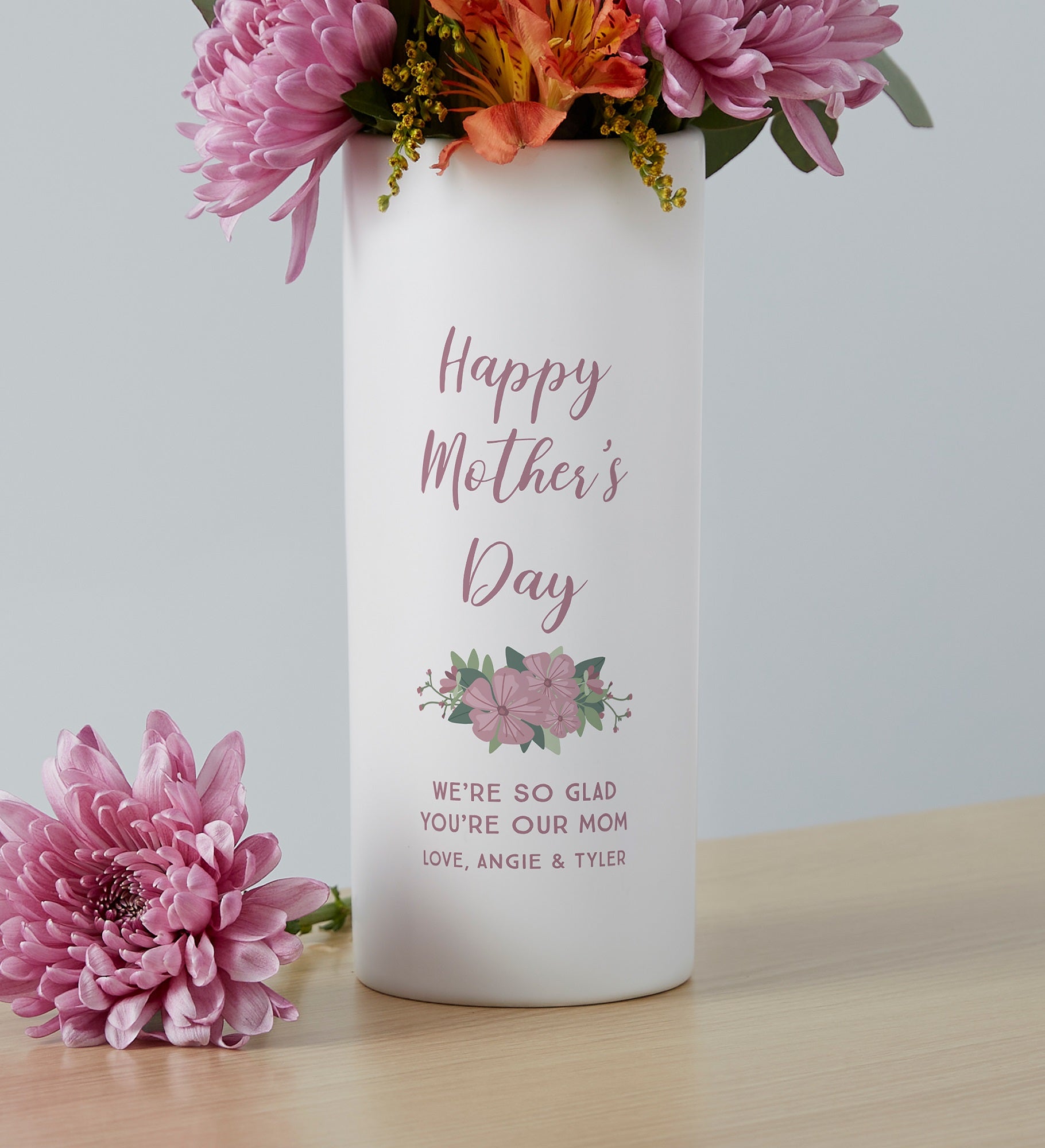 Floral Special Message Personalized White Flower Vase