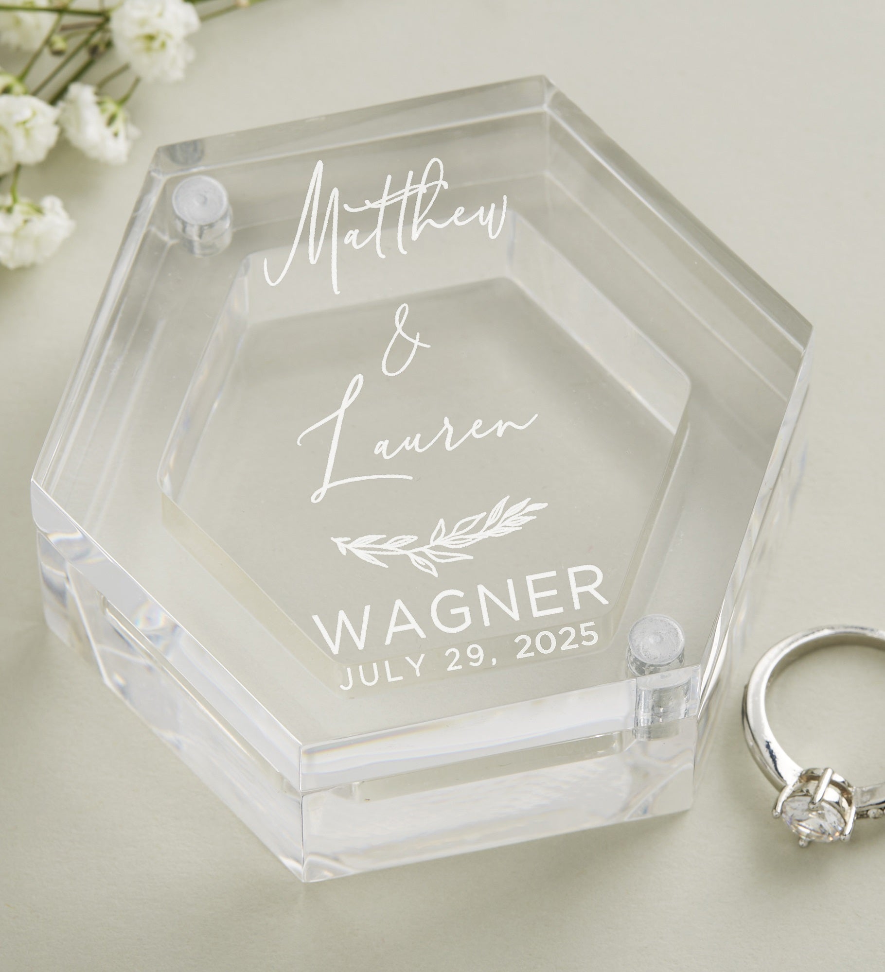 Elegant Couple Personalized Acrylic Ring Box