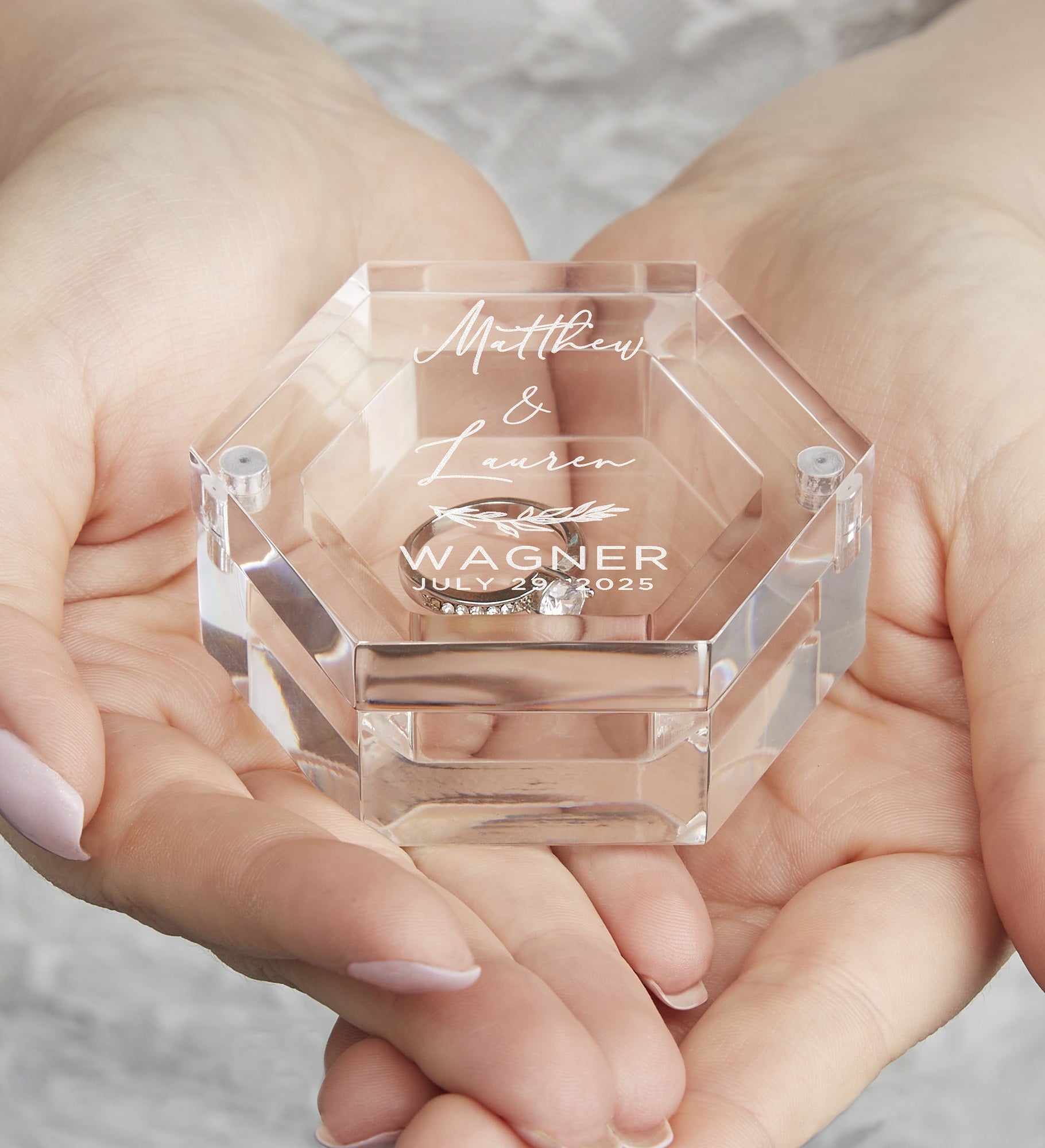 Elegant Couple Personalized Acrylic Ring Box