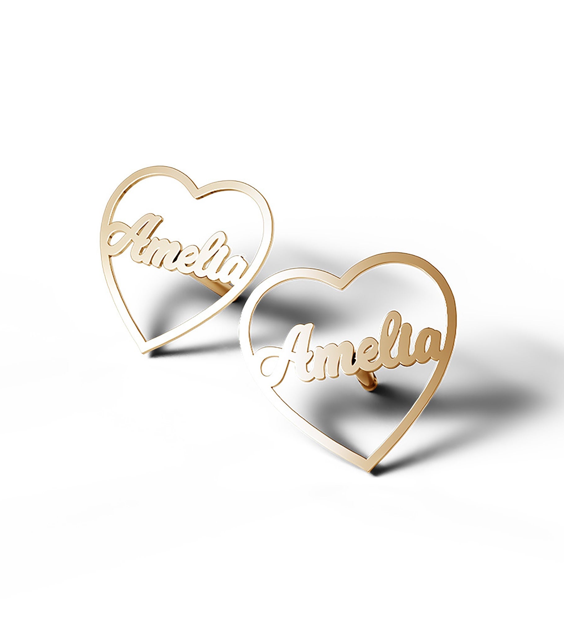 Personalized Heart Script Name Earrings